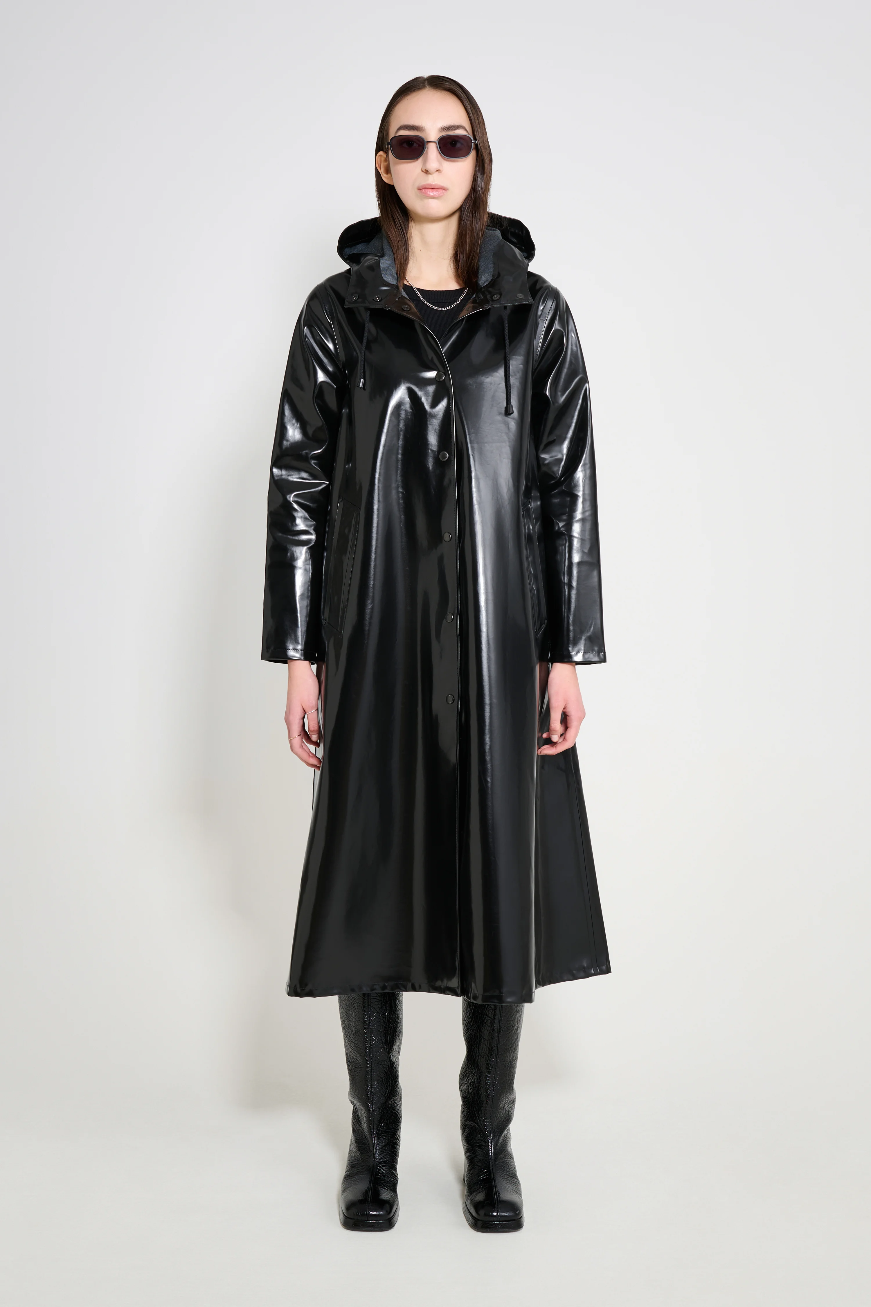 Mosebacke Long Opal Raincoat Black - 1