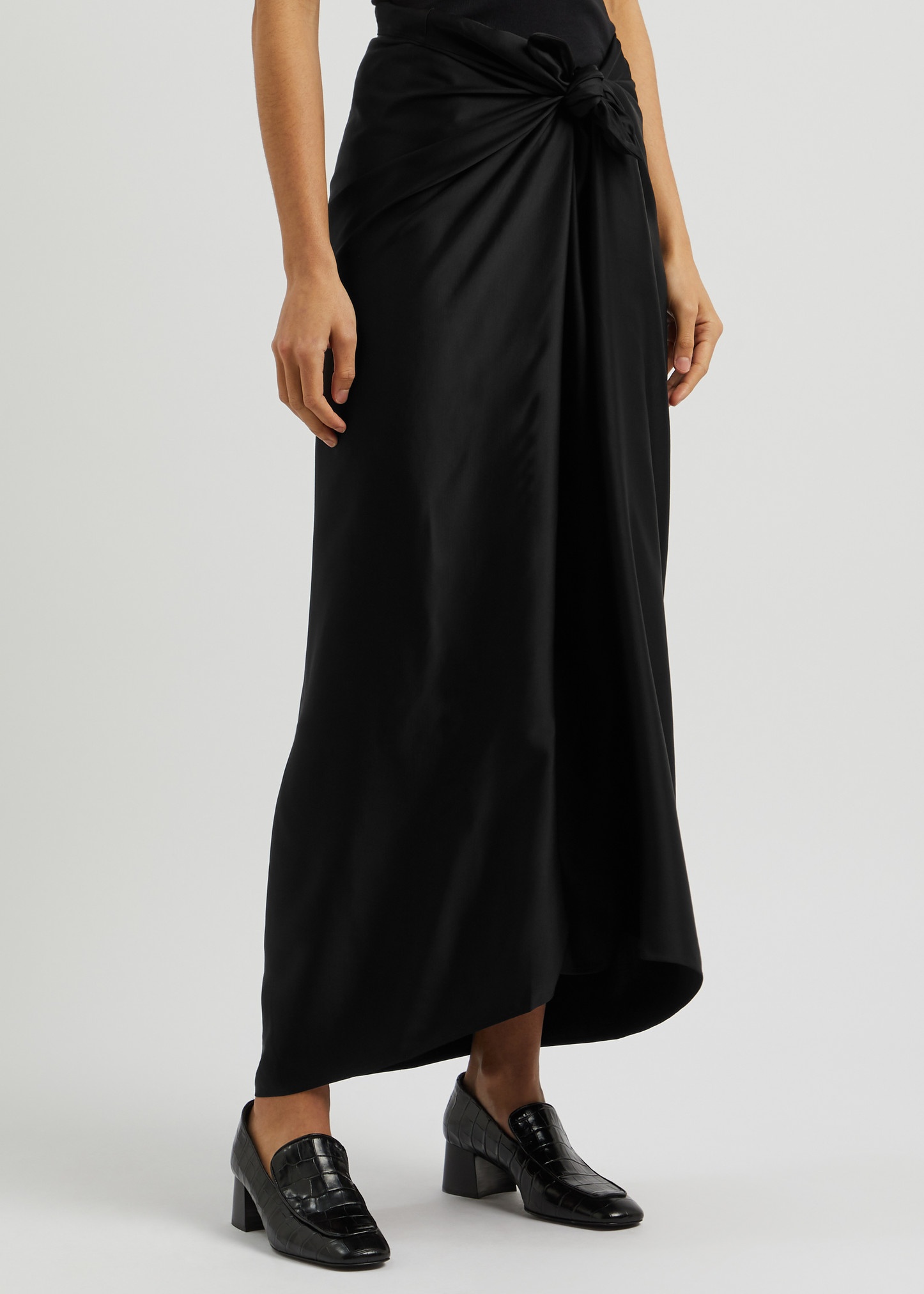 Knotted satin maxi skirt - 2