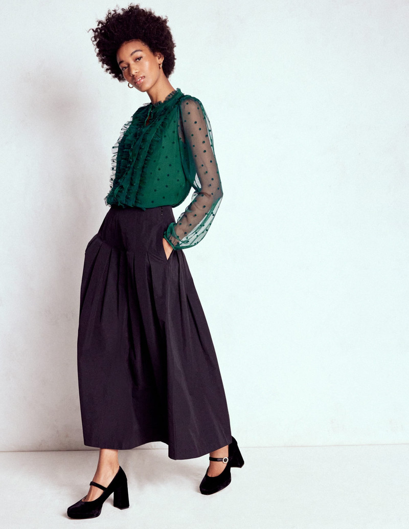 Frilled Tulle Blouse-Emerald Night 3