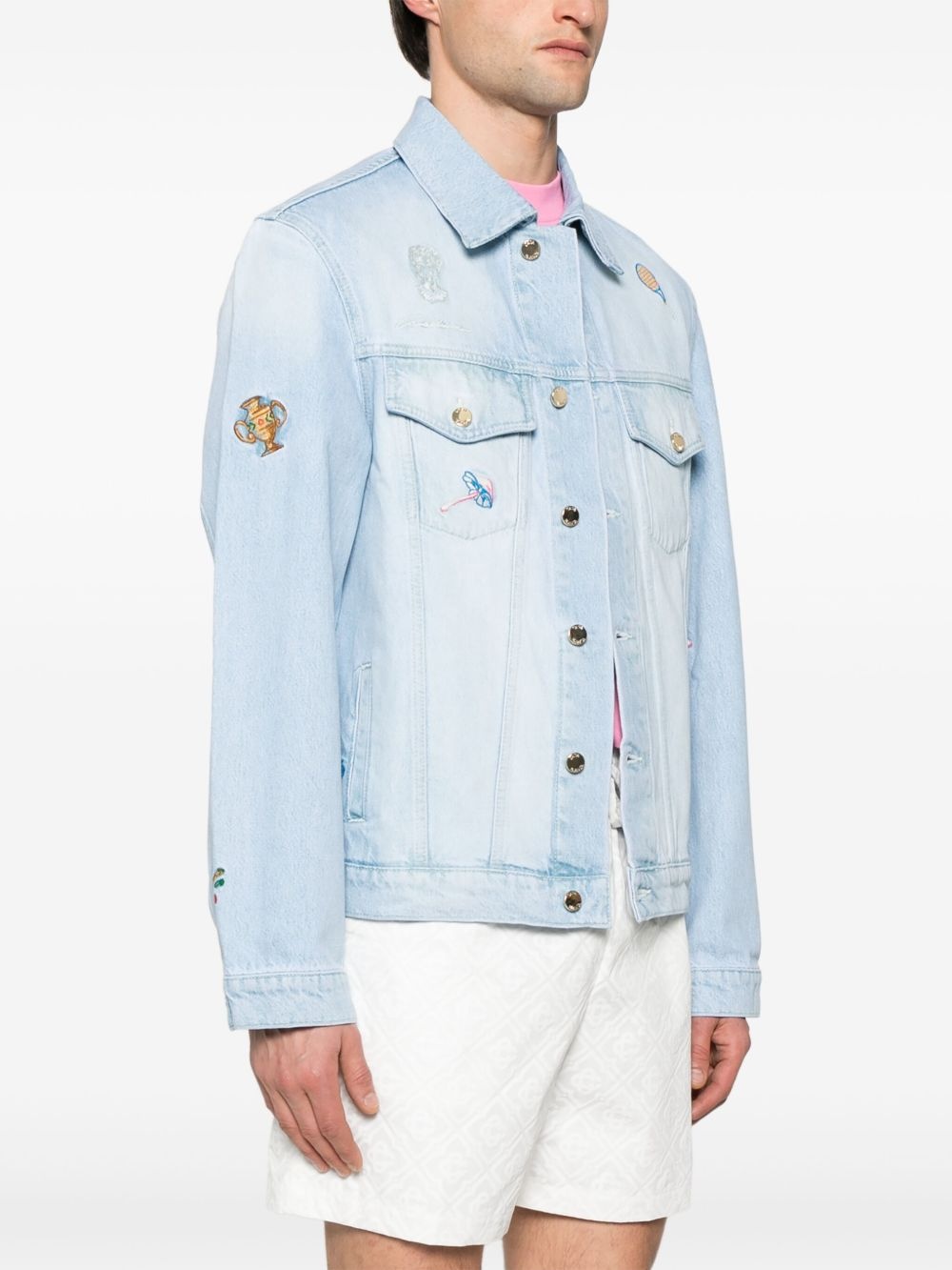 embroidered denim jacket - 3