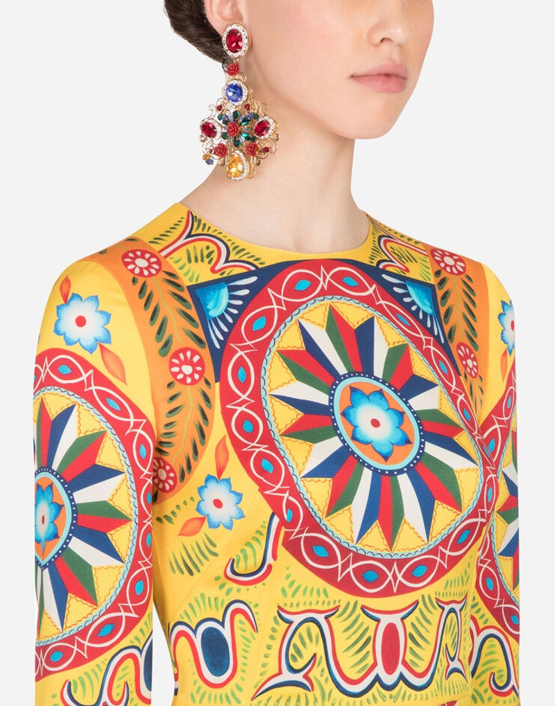 Carretto-print charmeuse midi dress 4