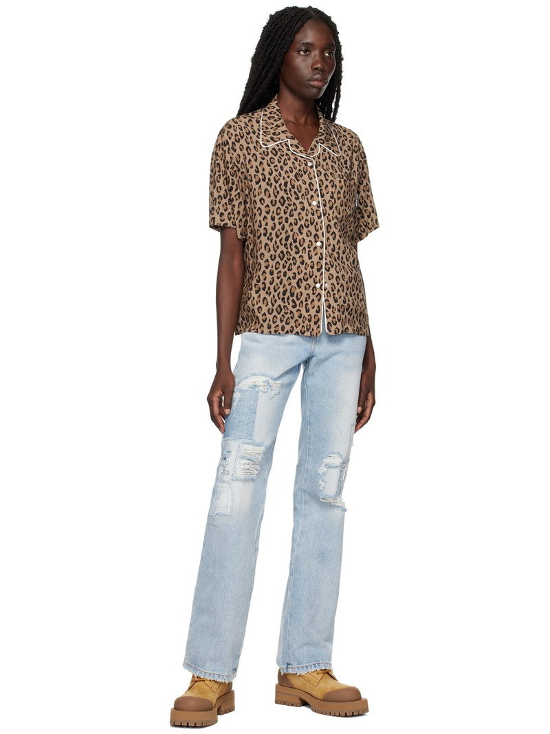 Palm Angels Tan Paneled Ankle Boots outlook