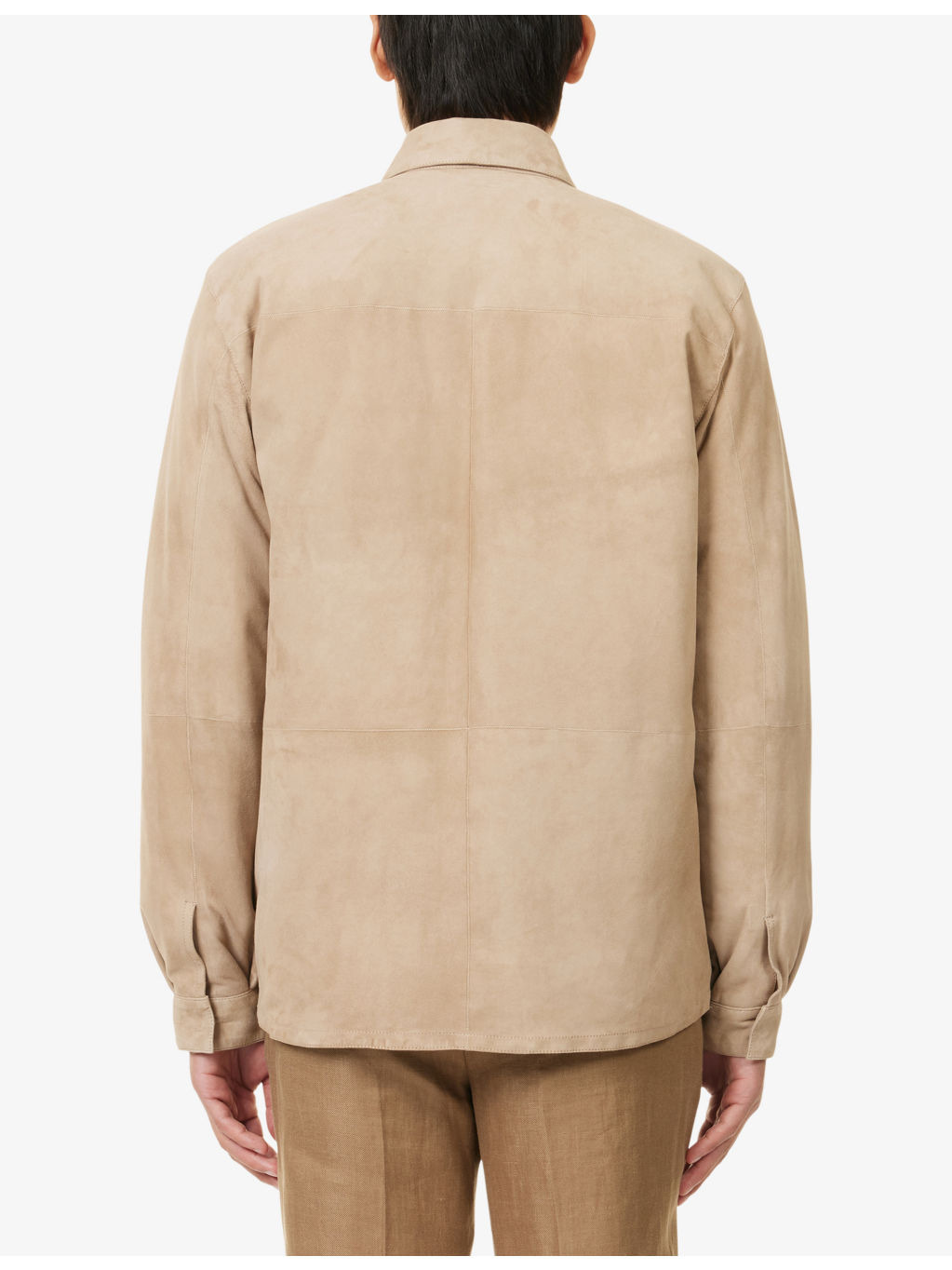 Flap-Pocket Boxy-Fit Suede Jacket - 4