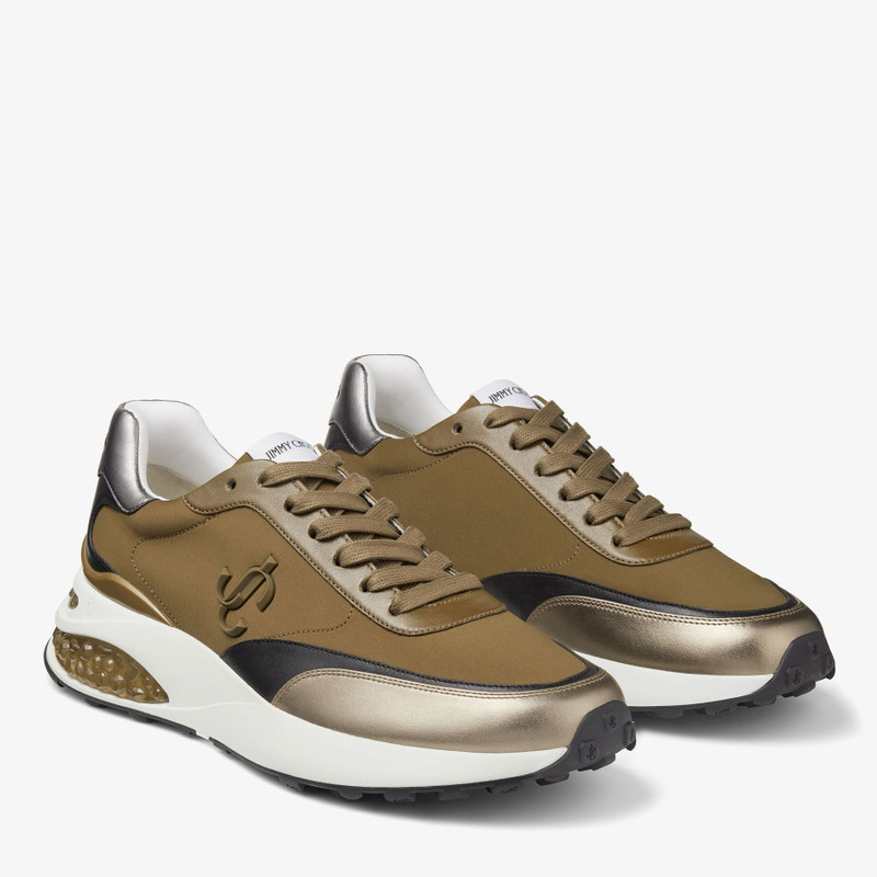 JIMMY CHOO Memphis Lace Up/m Caper Green Neoprene and Leather Low