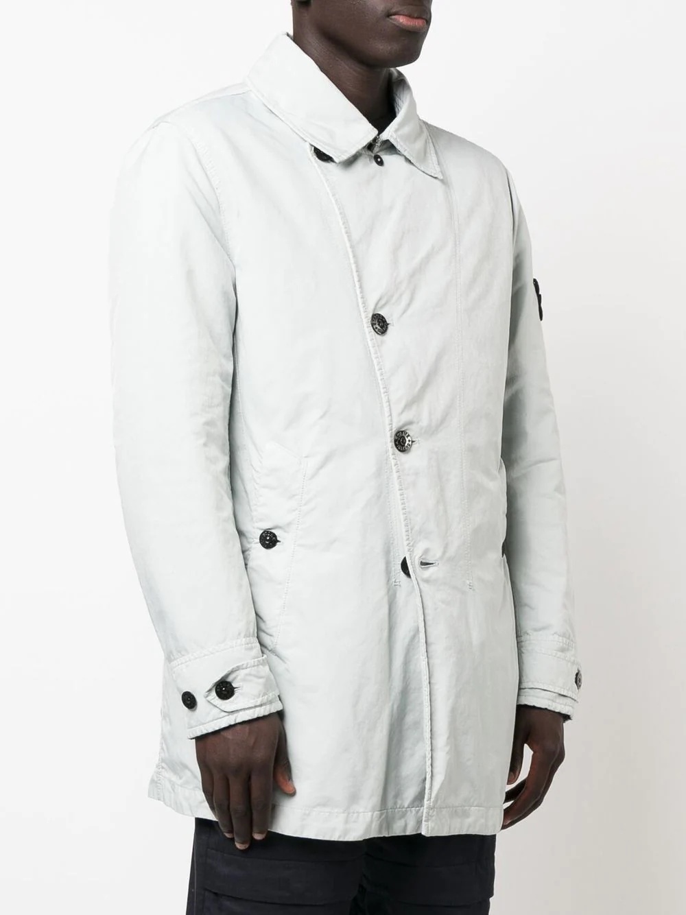 off-centre button-fastening coat - 3