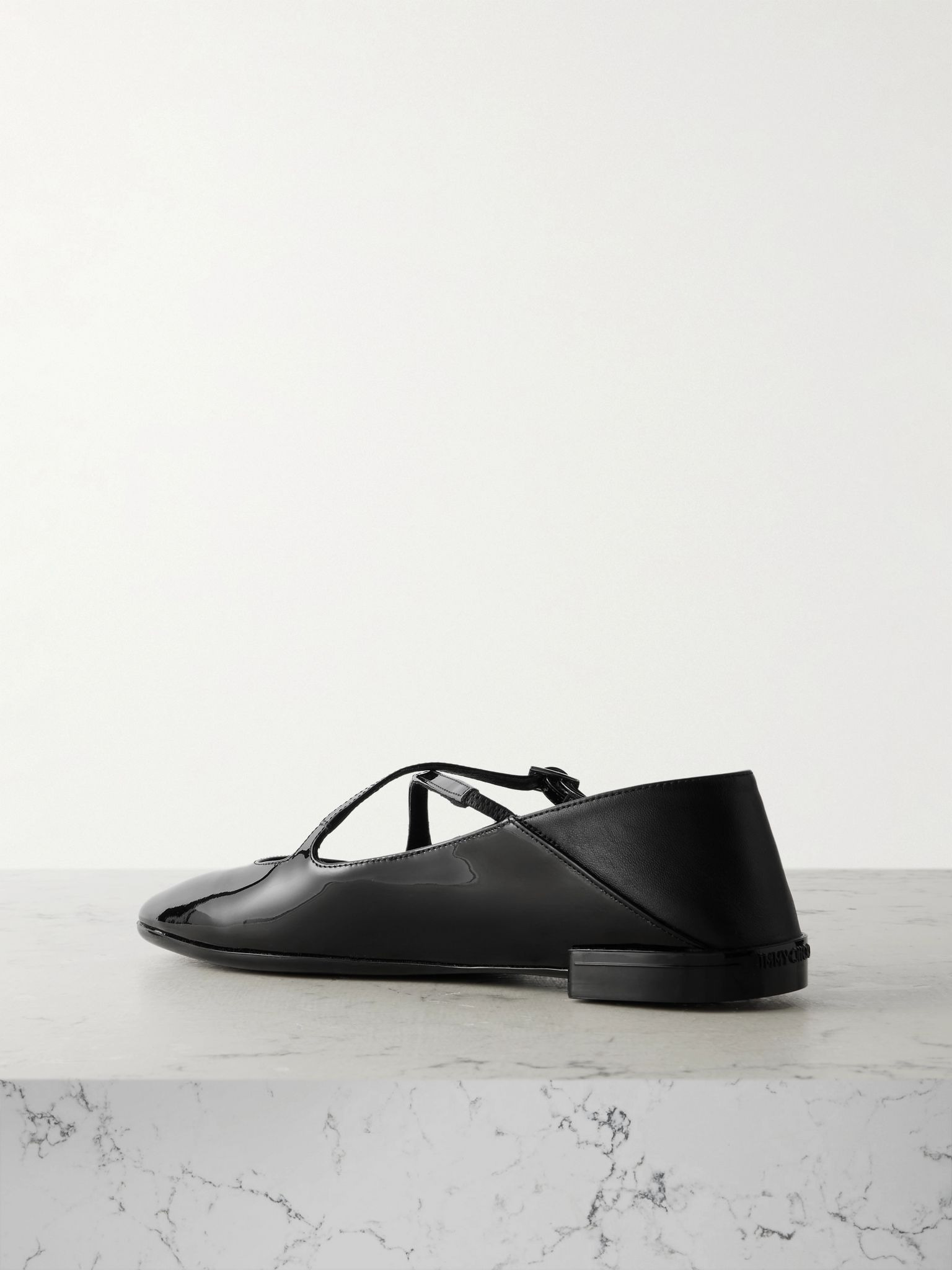 Eleri collapsible-heel embellished patent-leather ballet flats Black - 3