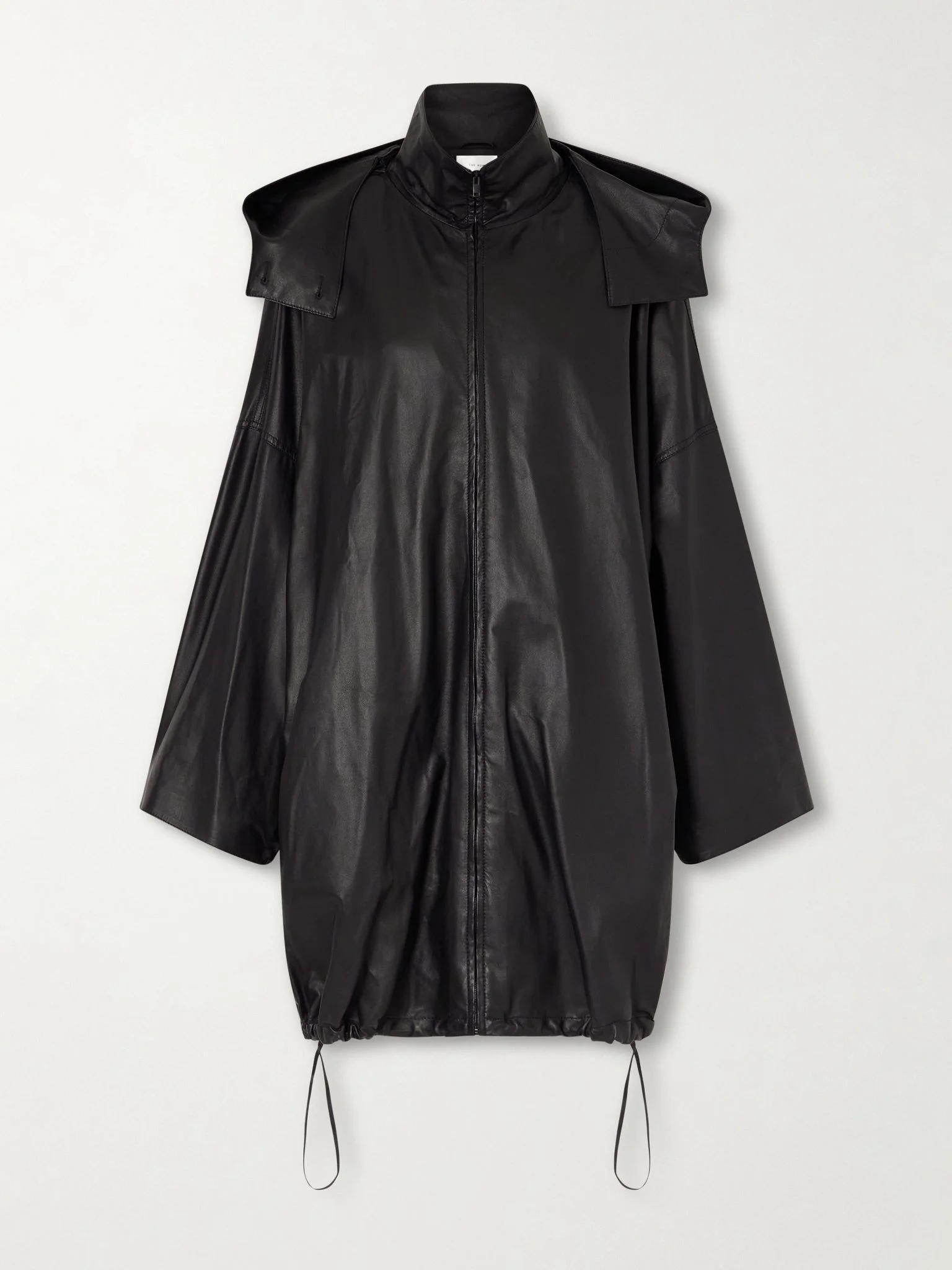 Cassandre leather hooded coat Black - 1