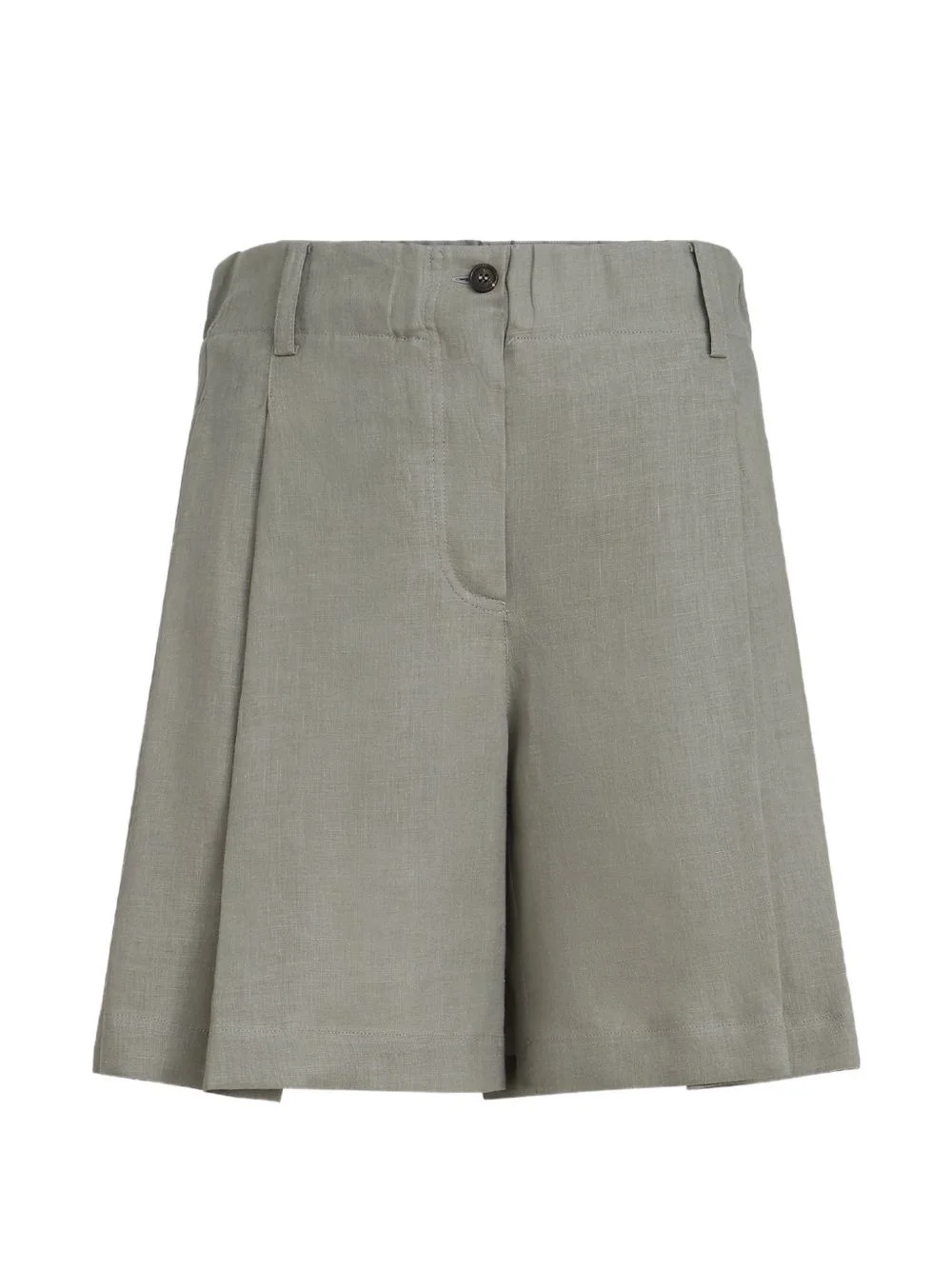 linen shorts with drawstring and pleats - 1