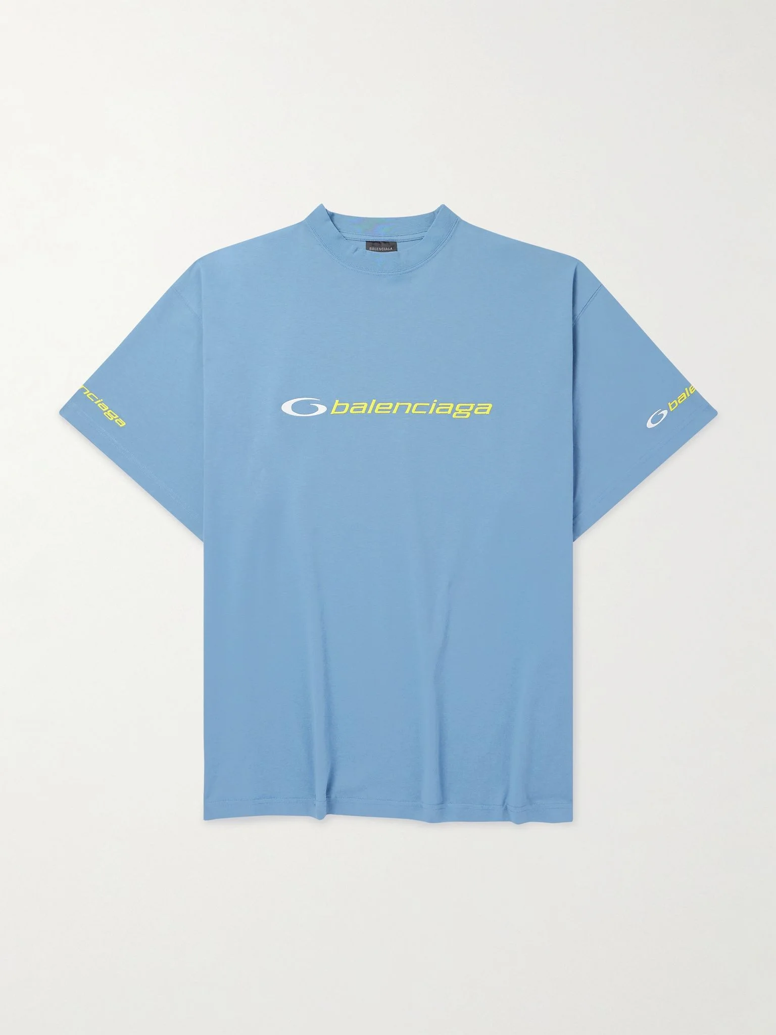 Oversized Logo-Embroidered Cotton-Jersey T-Shirt Blue - 1