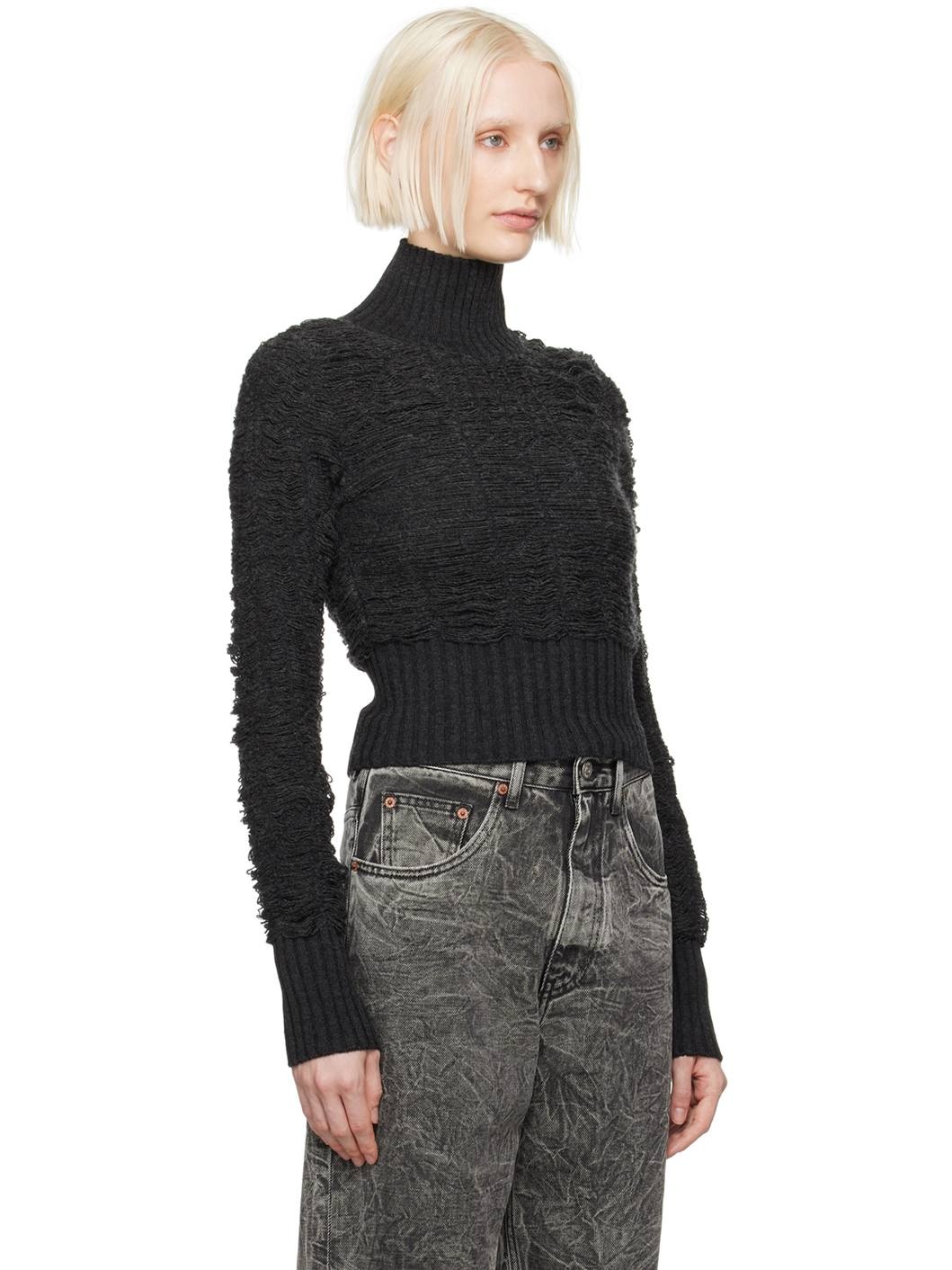 Gray Laddered Turtleneck - 2