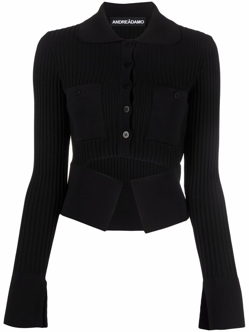 ribbed buttoned-up knitted top 1