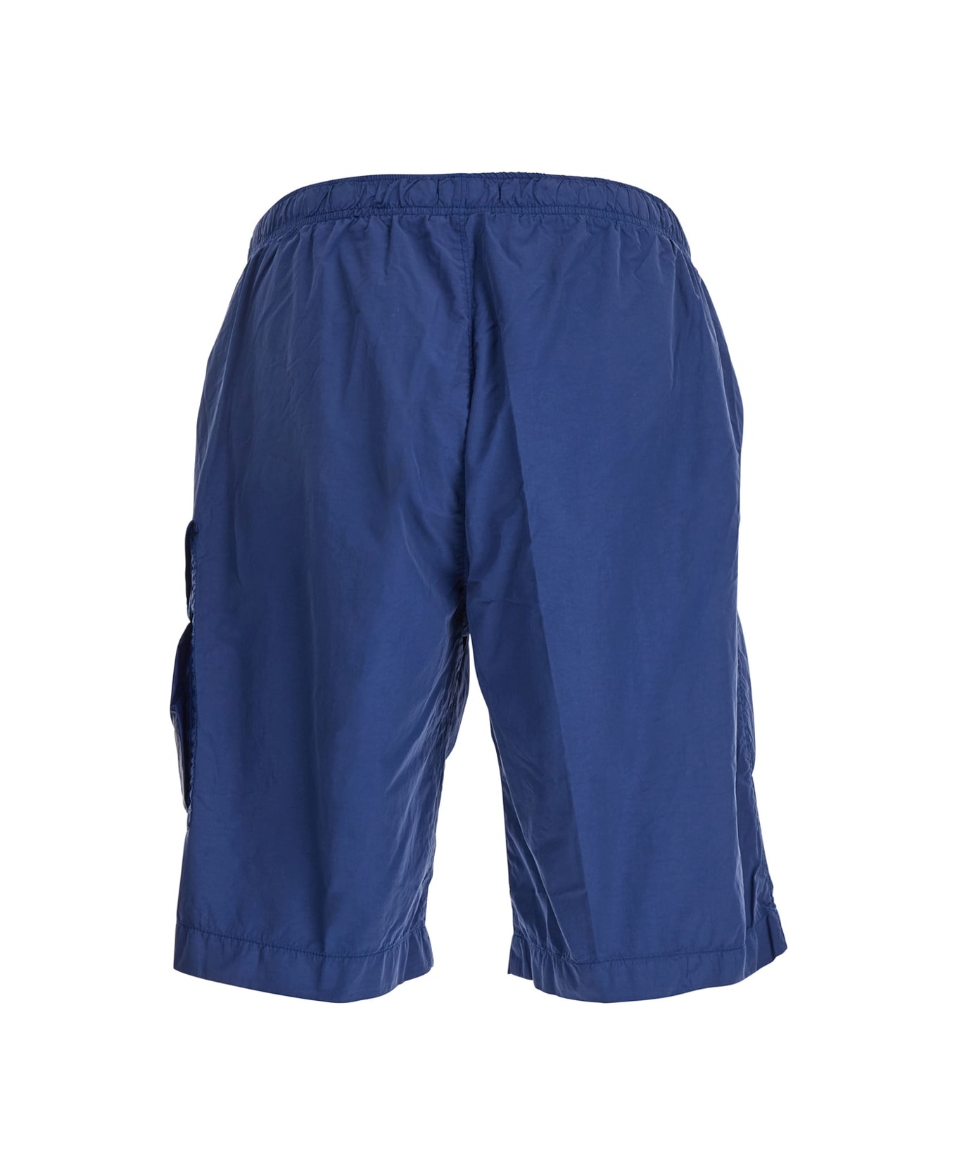 Blue Swim Shorts With Elastic Waist And Logo Plaque On The Side In Tech Fabric Man - 2