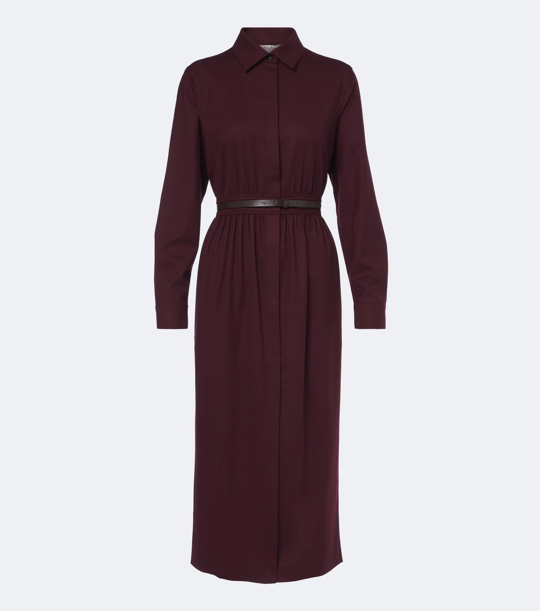 Belted wool-blend shirt dress - 1