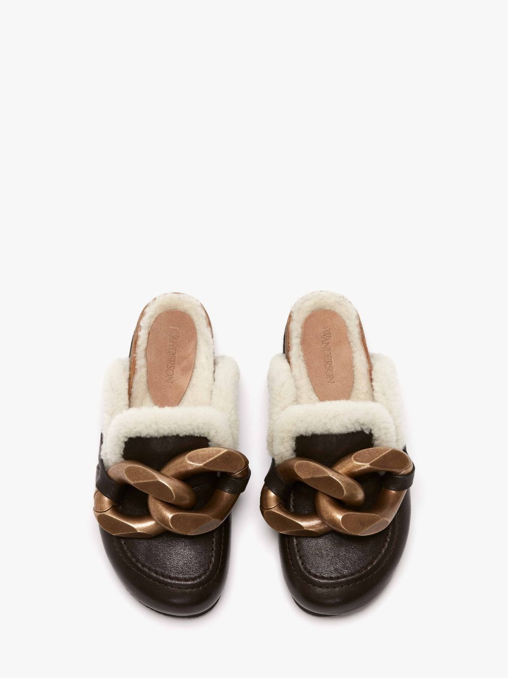 CHAIN LOAFER SHEARLING MULES - 4