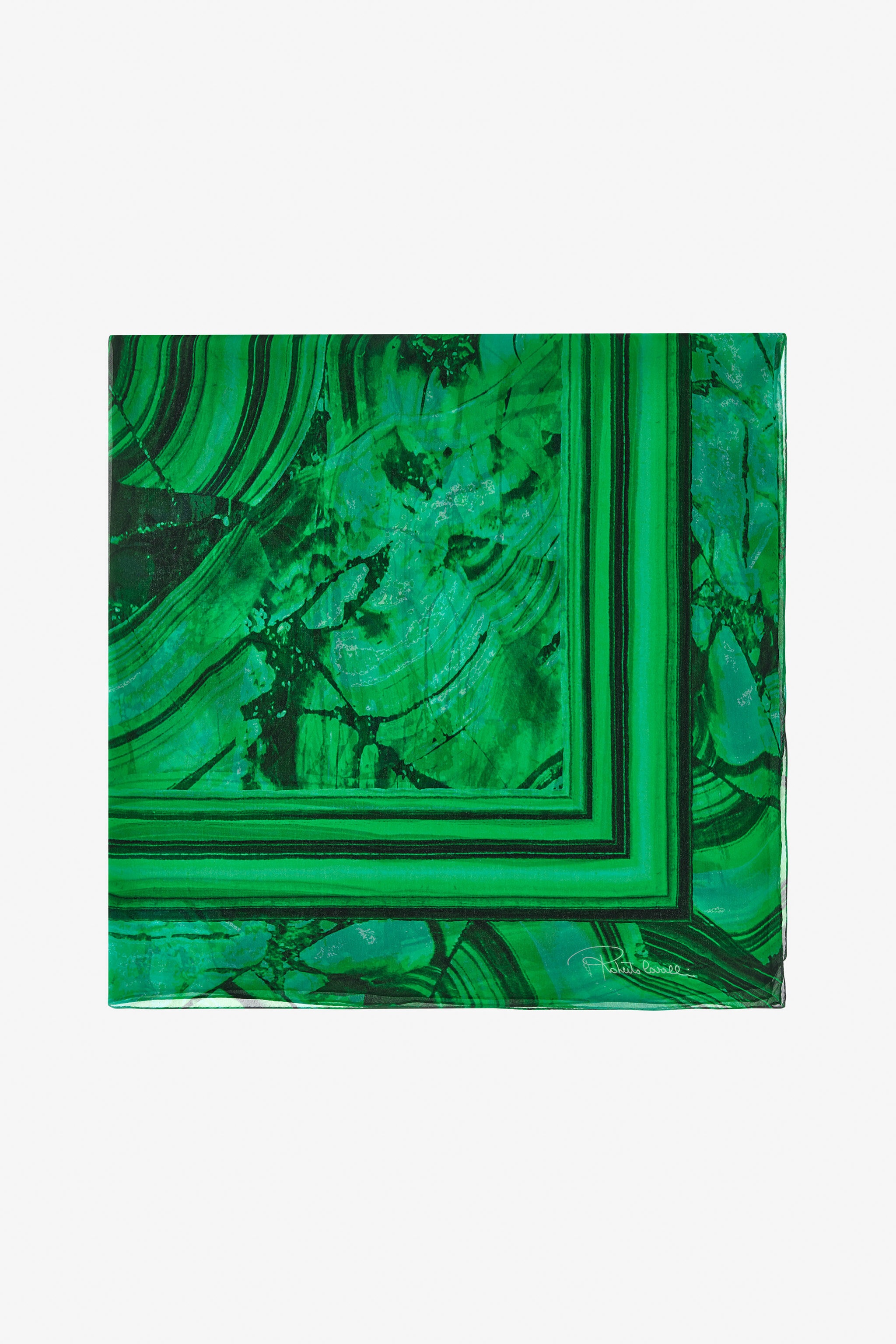 Silk Shawl with Malachite Print - 1