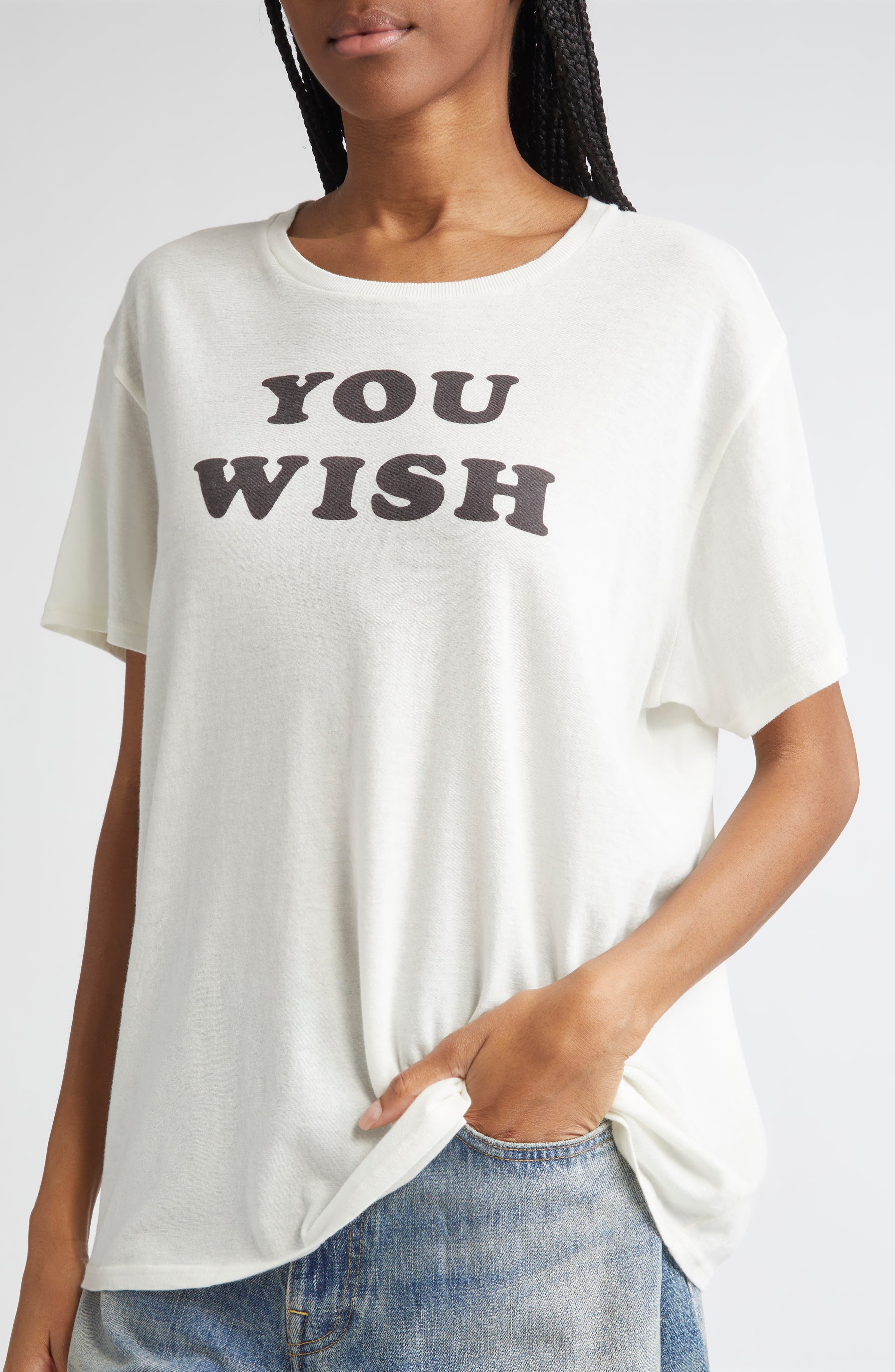 R13 You Wish Cotton & Cashmere Graphic T-Shirt in Ecru at Nordstrom - 4