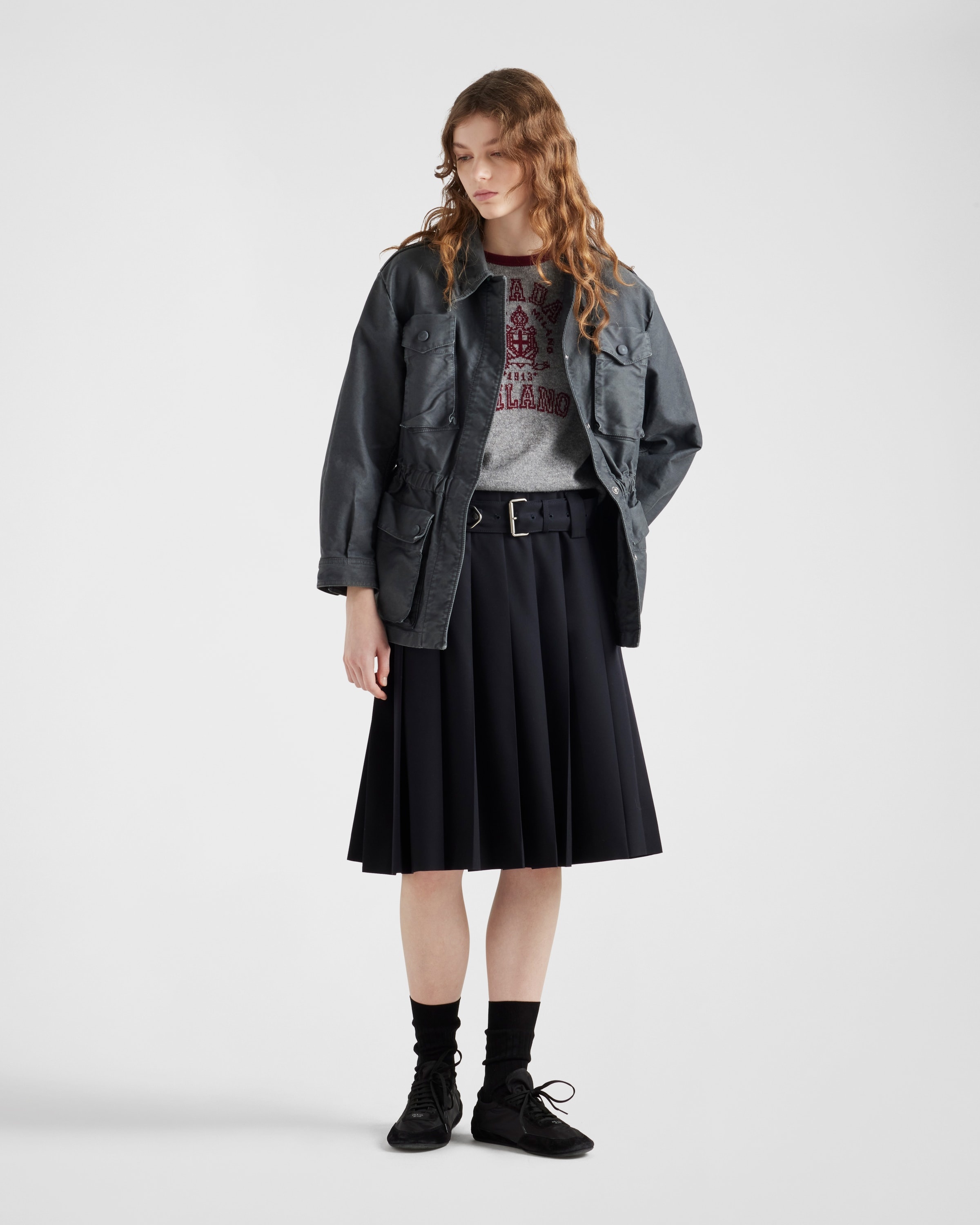 Pleated gabardine skirt - 2
