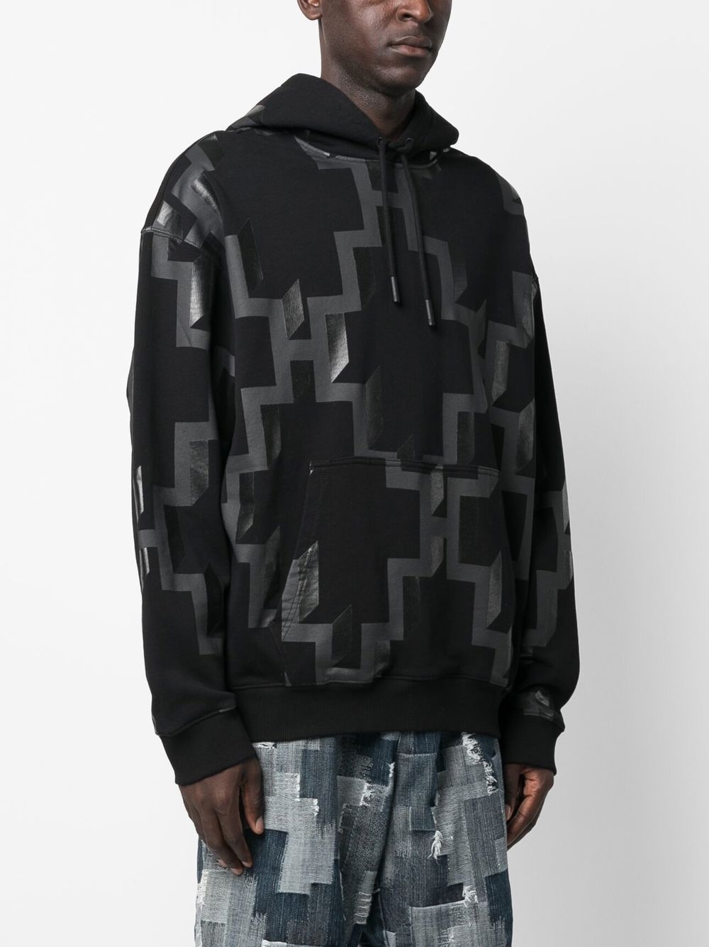 geometric-print cotton hoodie - 3