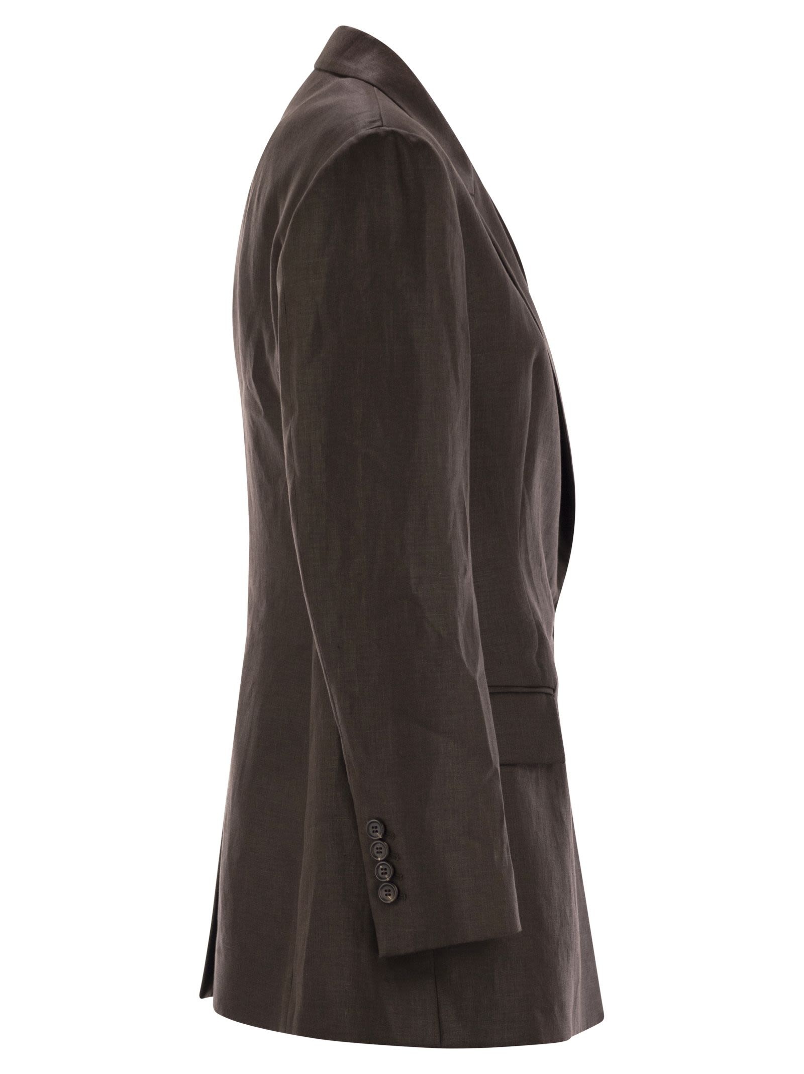 Brunello Cucinelli Women Shiny Linen Twill Jacket With Necklace - 3