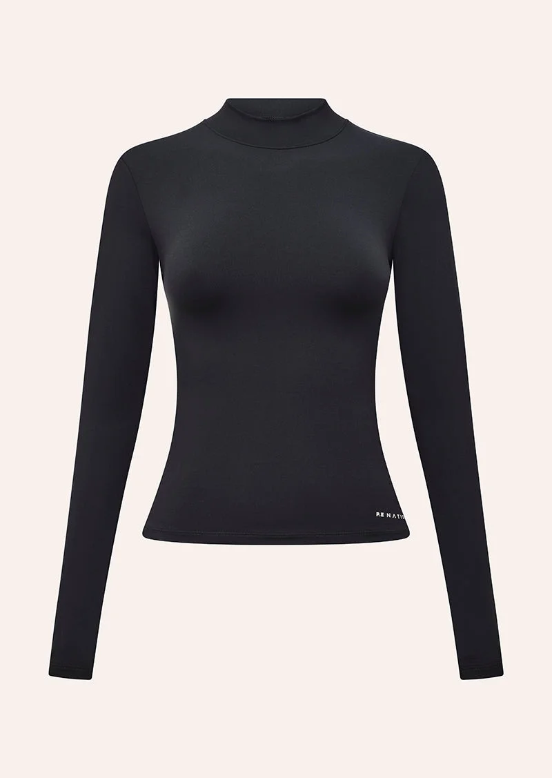 FOUNDATION MOCK NECK LONG SLEEVE TOP IN BLACK - 1