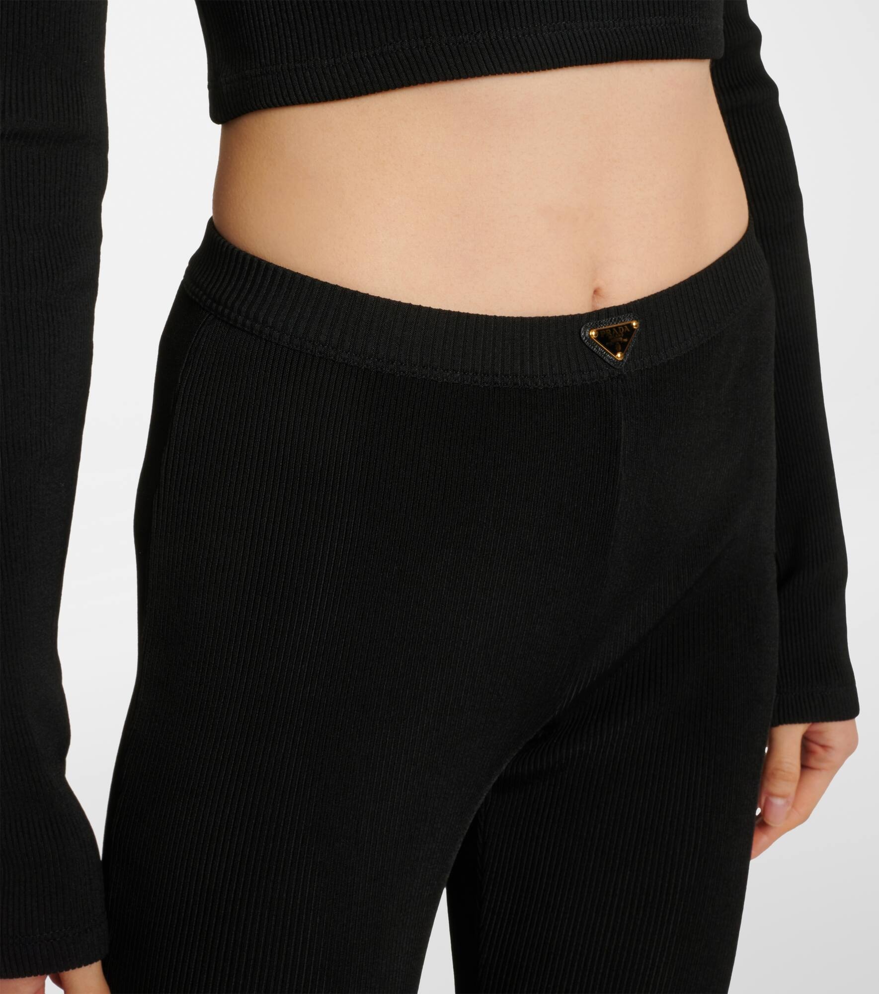 Ribbed-knit jersey flared pants - 4