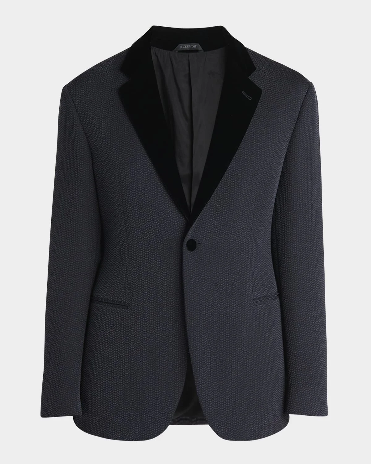 Men's Velvet-Lapel Textured Dinner Jacket - 1