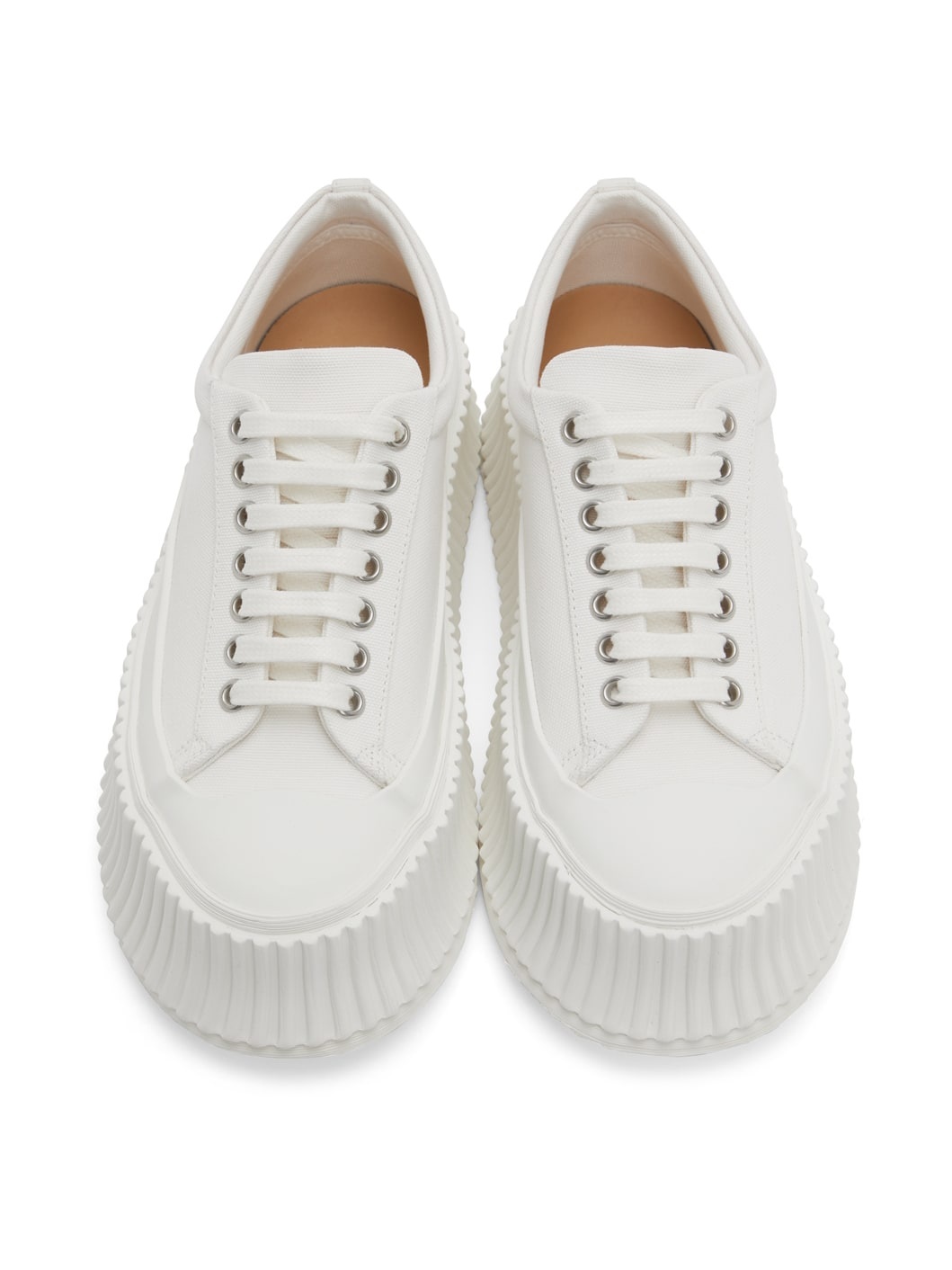 White Canvas Platform Sneakers - 5