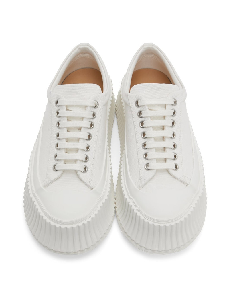White Canvas Platform Sneakers 5