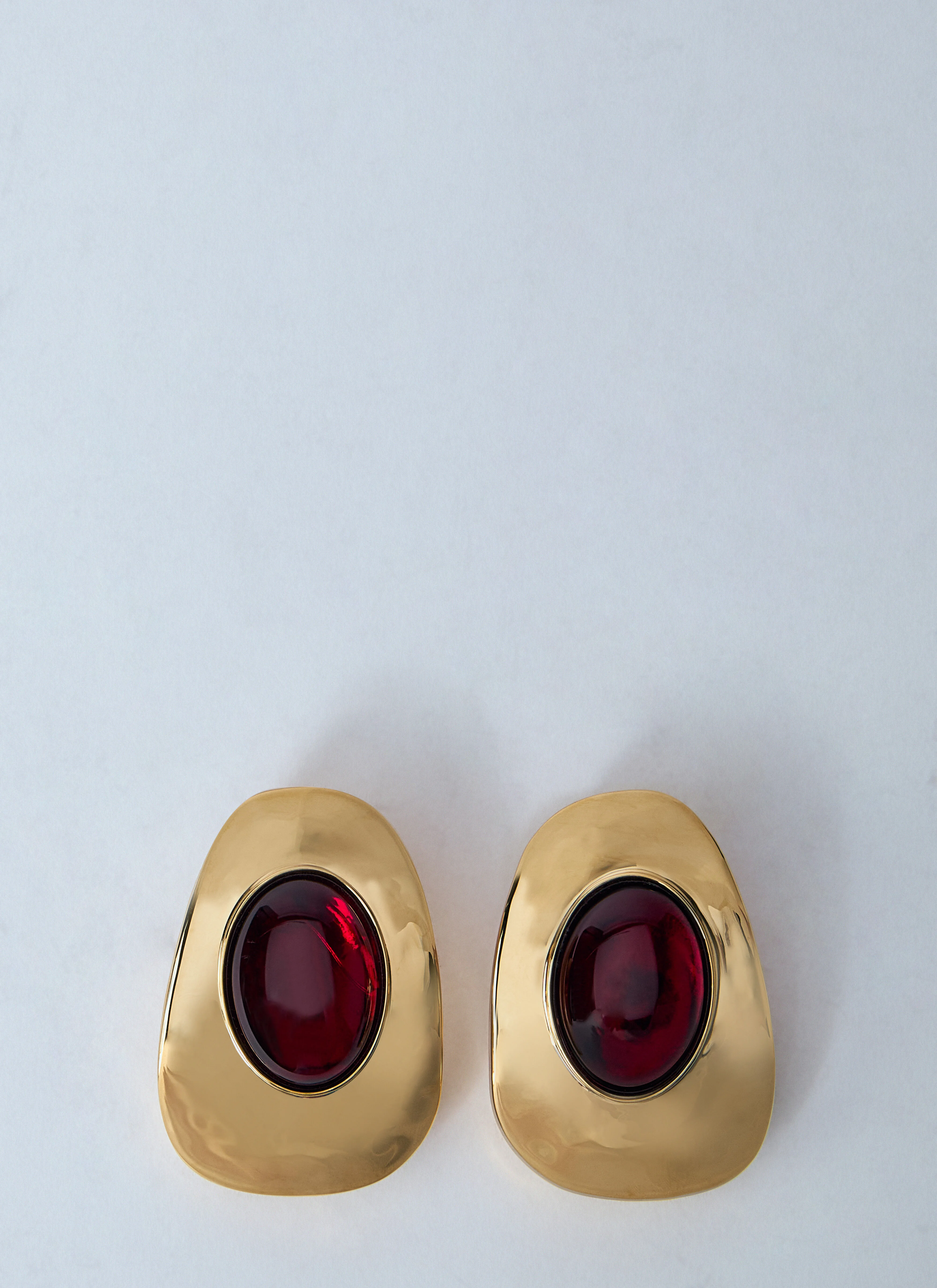 Resin And Metal Cabochon Earrings - 1