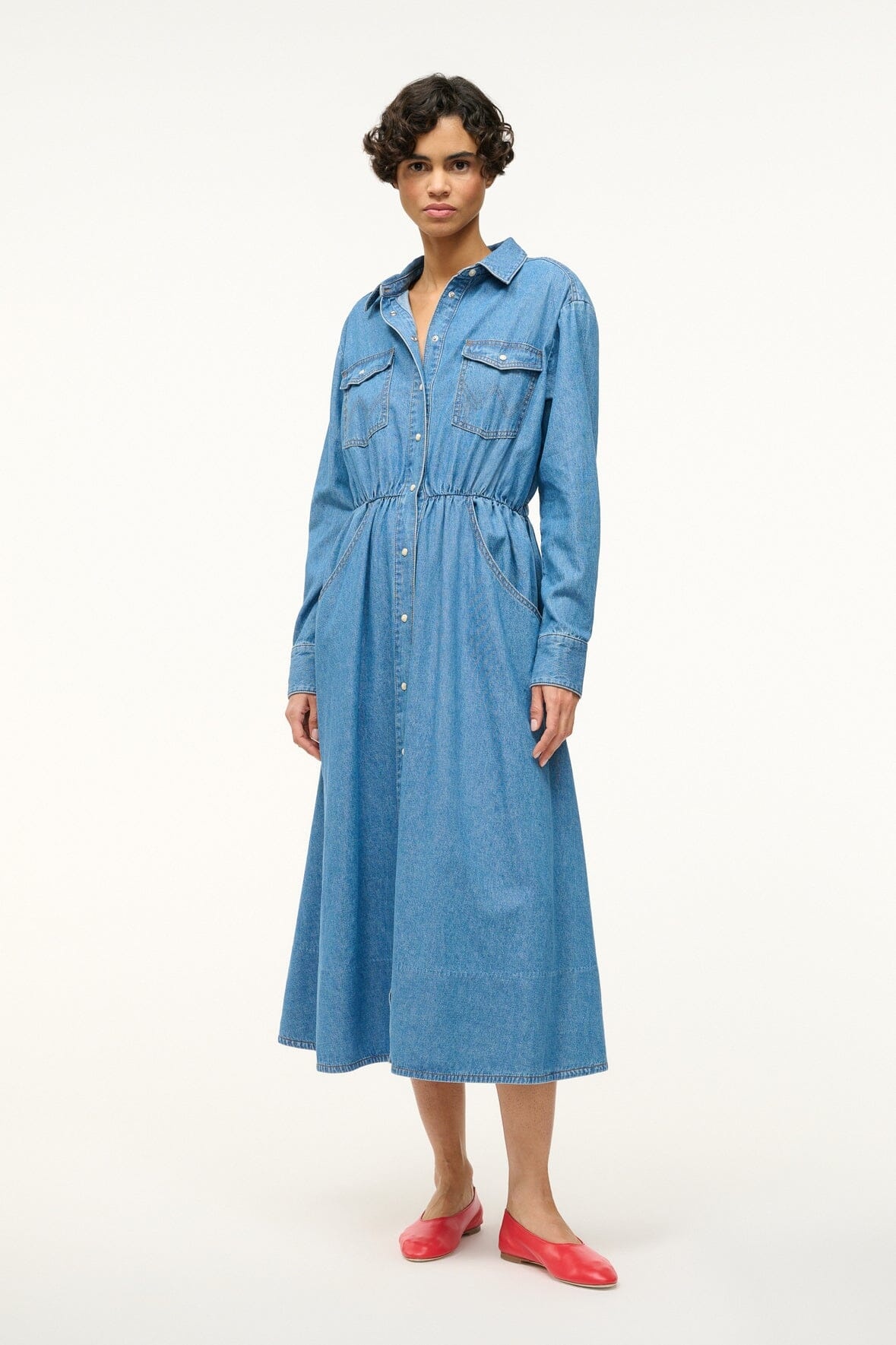 STAUD WRANGLER THE MIDI SHIRT DRESS - 2