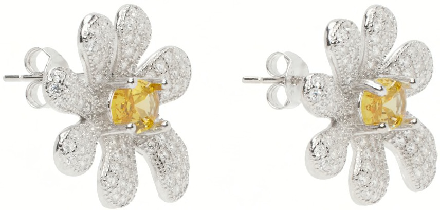 CRYSTAL PAVE SQUASHED BLOSSOM EARRING - 2