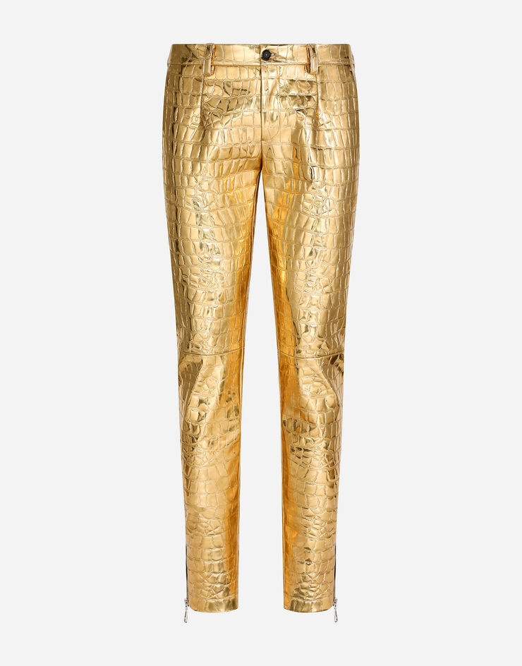 Alligator-print technical fabric pants - 1