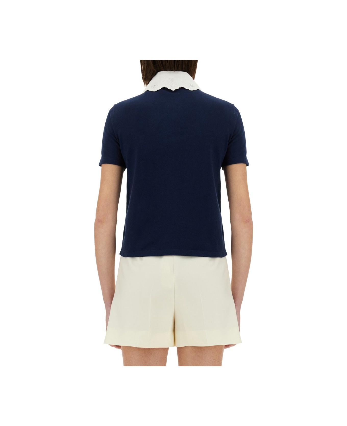 Embroidered Cotton Sweatshirt Polo Shirt - 3