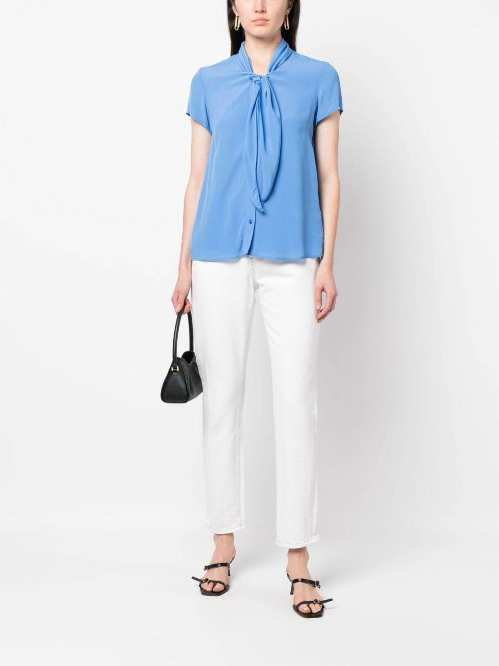 tie-neck short-sleeve shirt - 2
