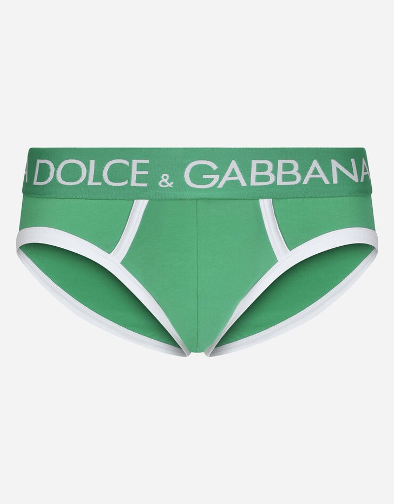 Mid-length two-way stretch jersey briefs with contrasting piping 1