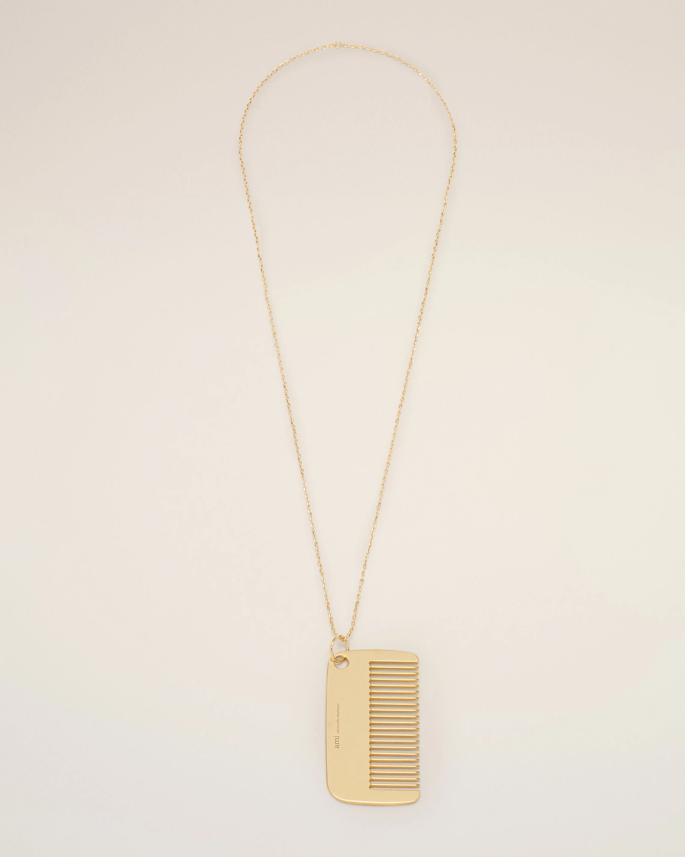 GOLD BRASS COMB PENDANT NECKLACE - 1