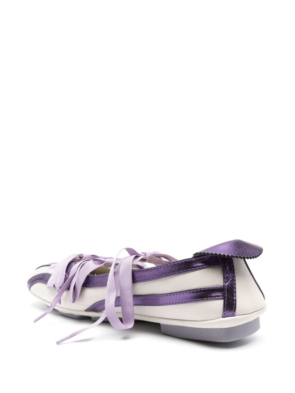 Lella Hybrid lace-up leather ballerina shoes - 3