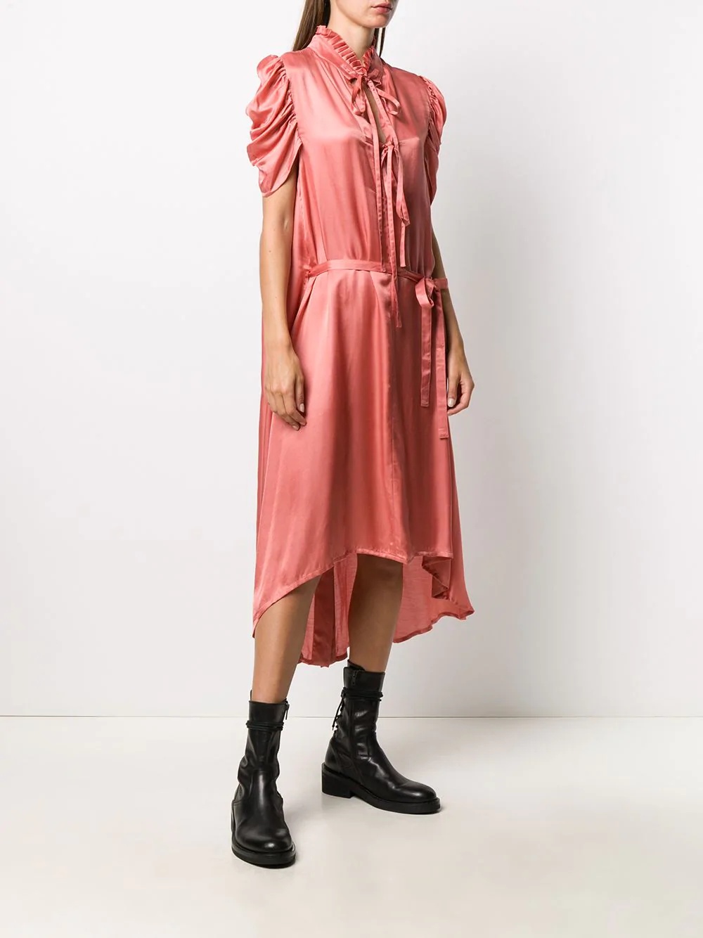 ruffled details asymmetric dress - 3