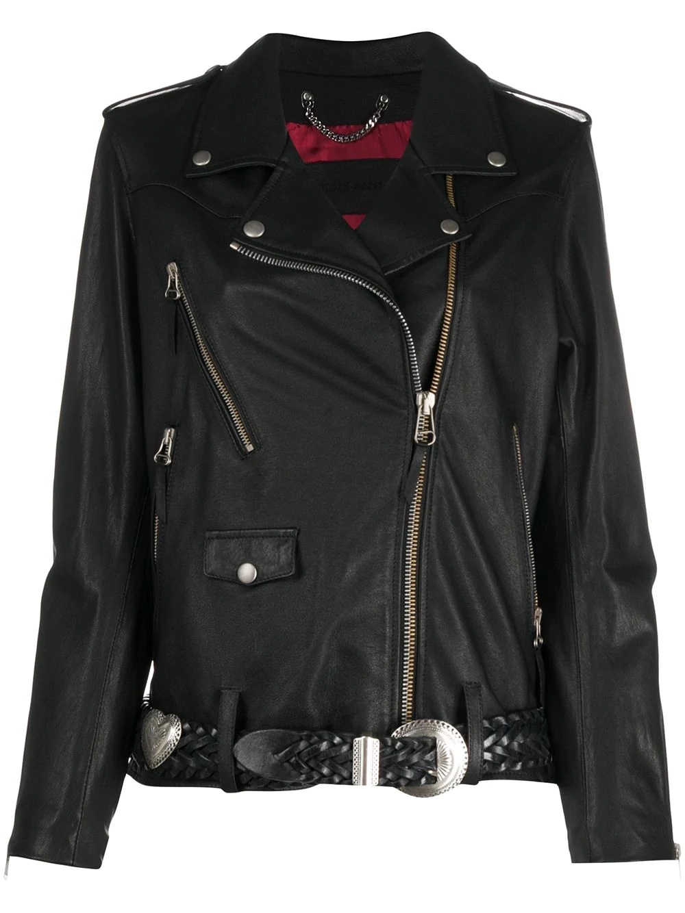 belted biker jacket - 1