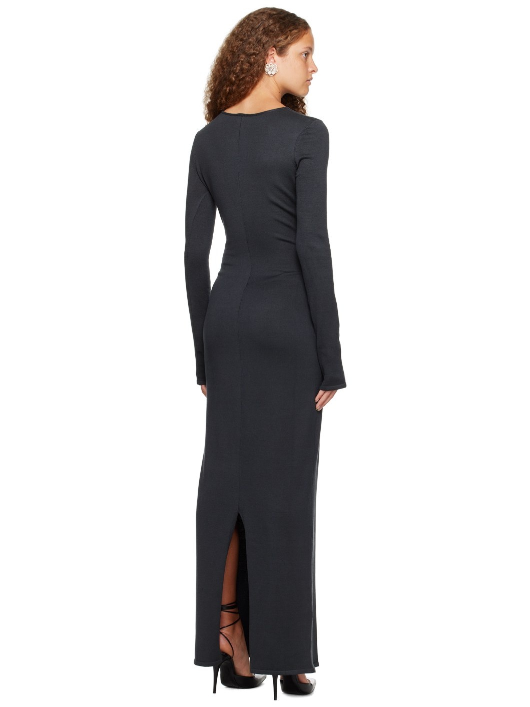 Gray Keyhole Maxi Dress - 3
