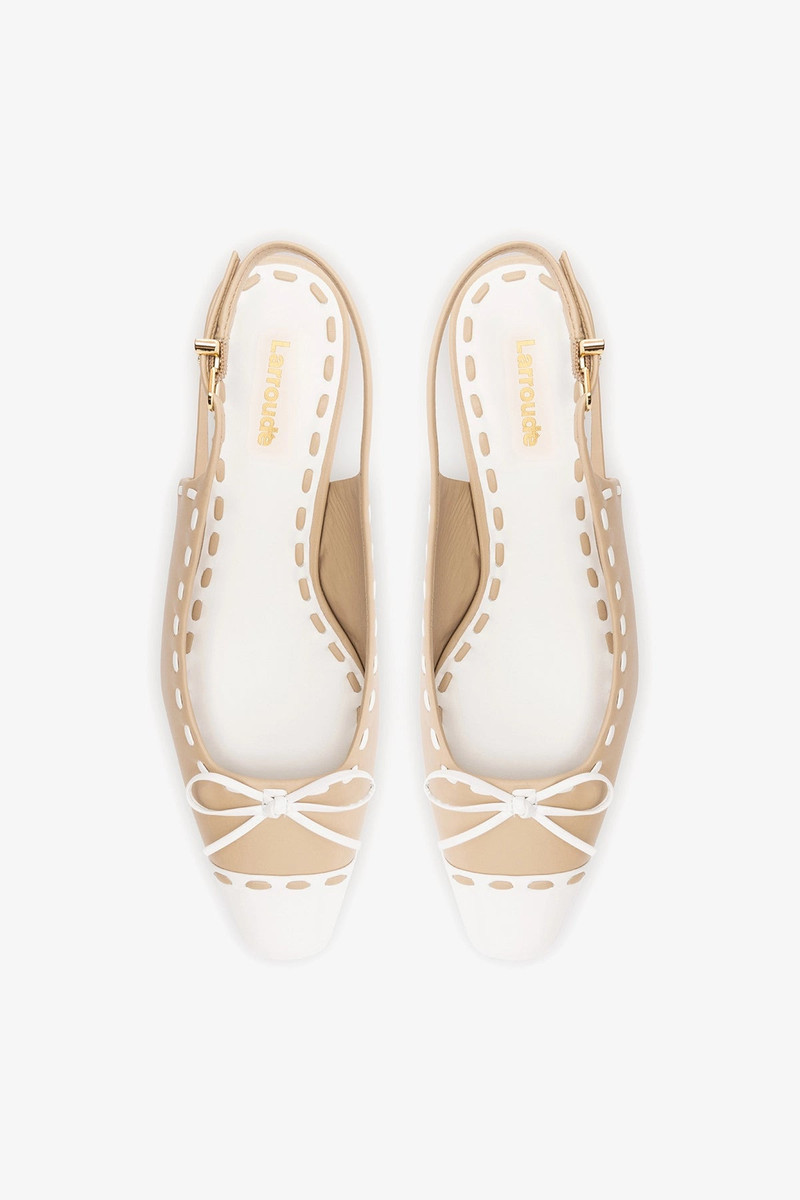 Jenny Pump In Sand Leather and White Patent Leather 5