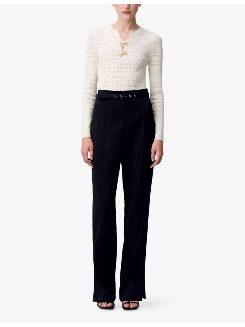 Claudie Pierlot Knot Long-Sleeve Stretch-Knit Bodysuit outlook