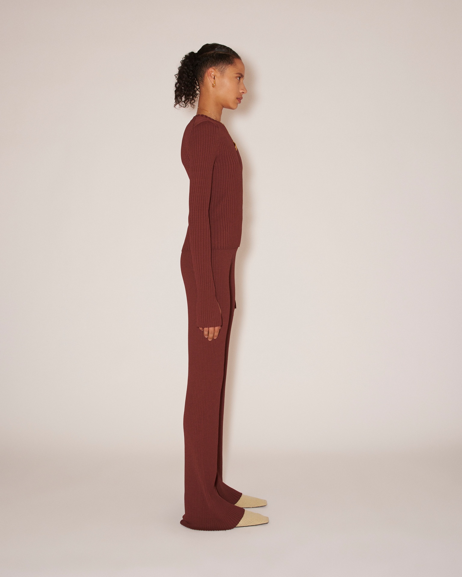 NATALIE - Viscose-rib sweater - Mahogany - 3