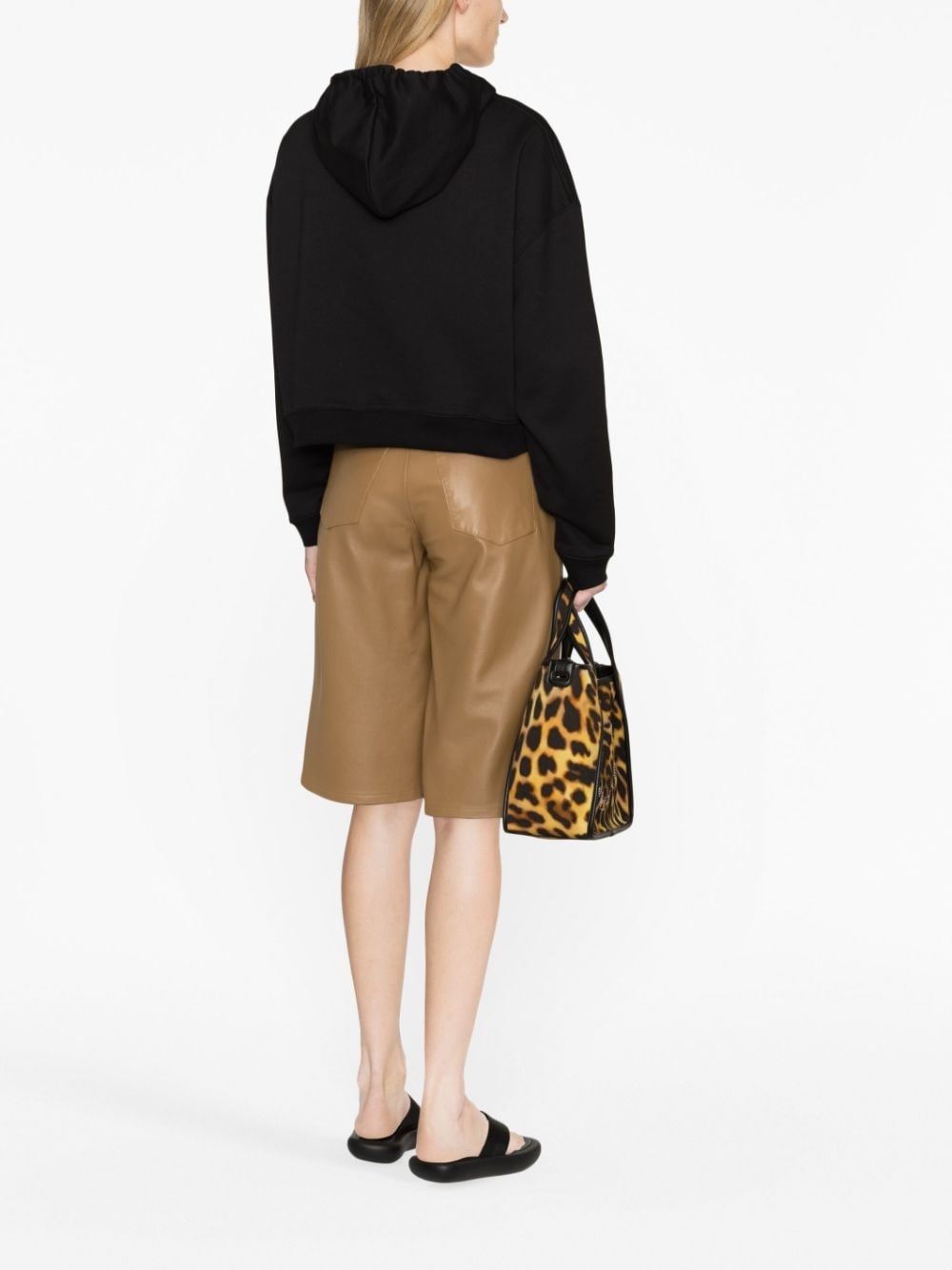logo-print cropped cotton sweatshirt - 4