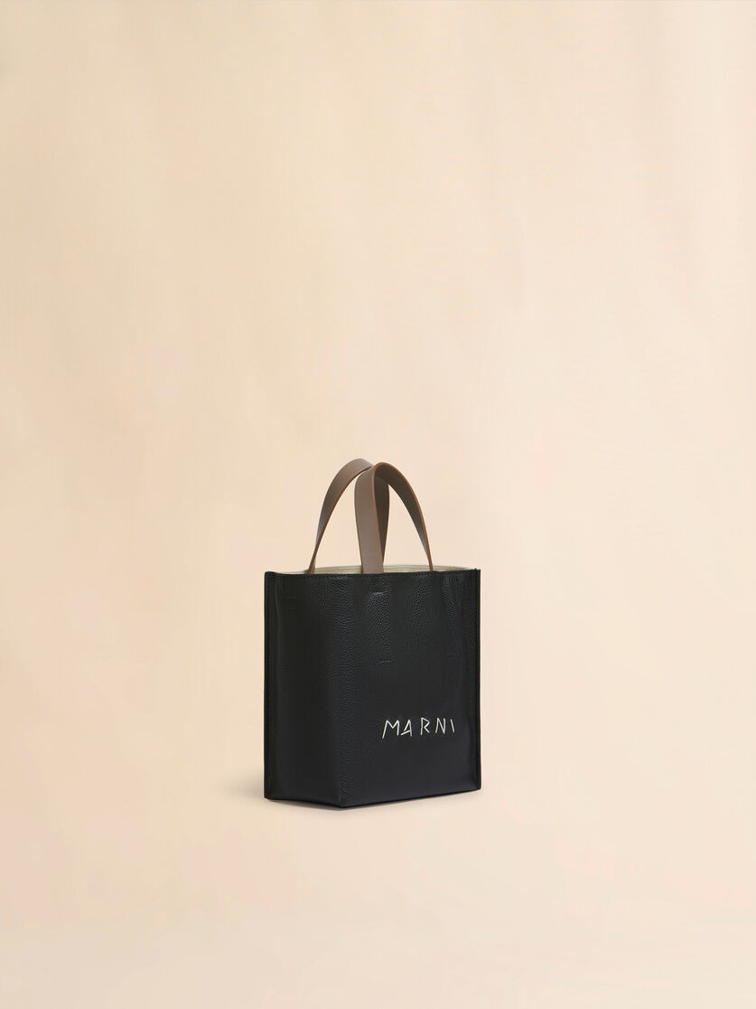MUSEO SOFT MINI BAG IN BLACK CREAM AND BROWN LEATHER WITH MARNI MENDING - 5