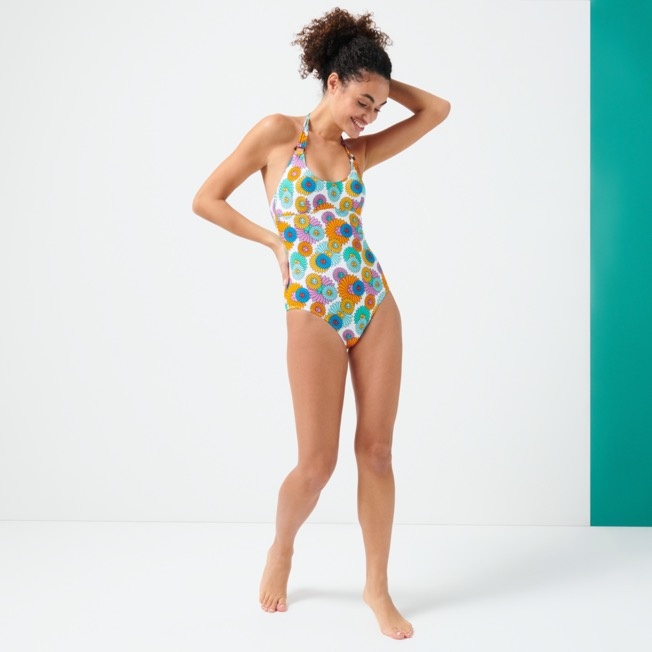 Women Rashguard Long-Sleeves One-piece Swimsuit Marguerites - 6
