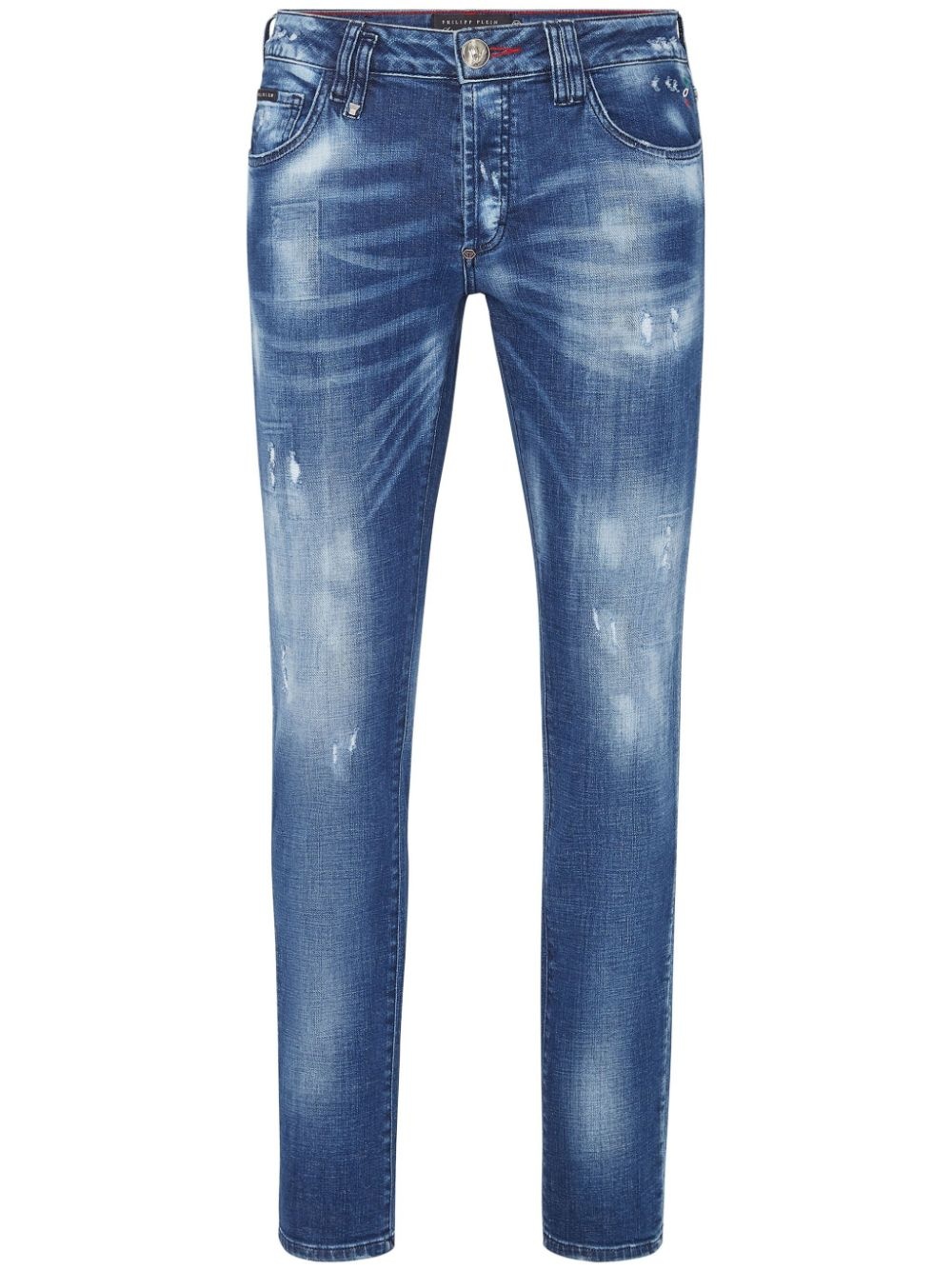 distressed straight-leg jeans - 1