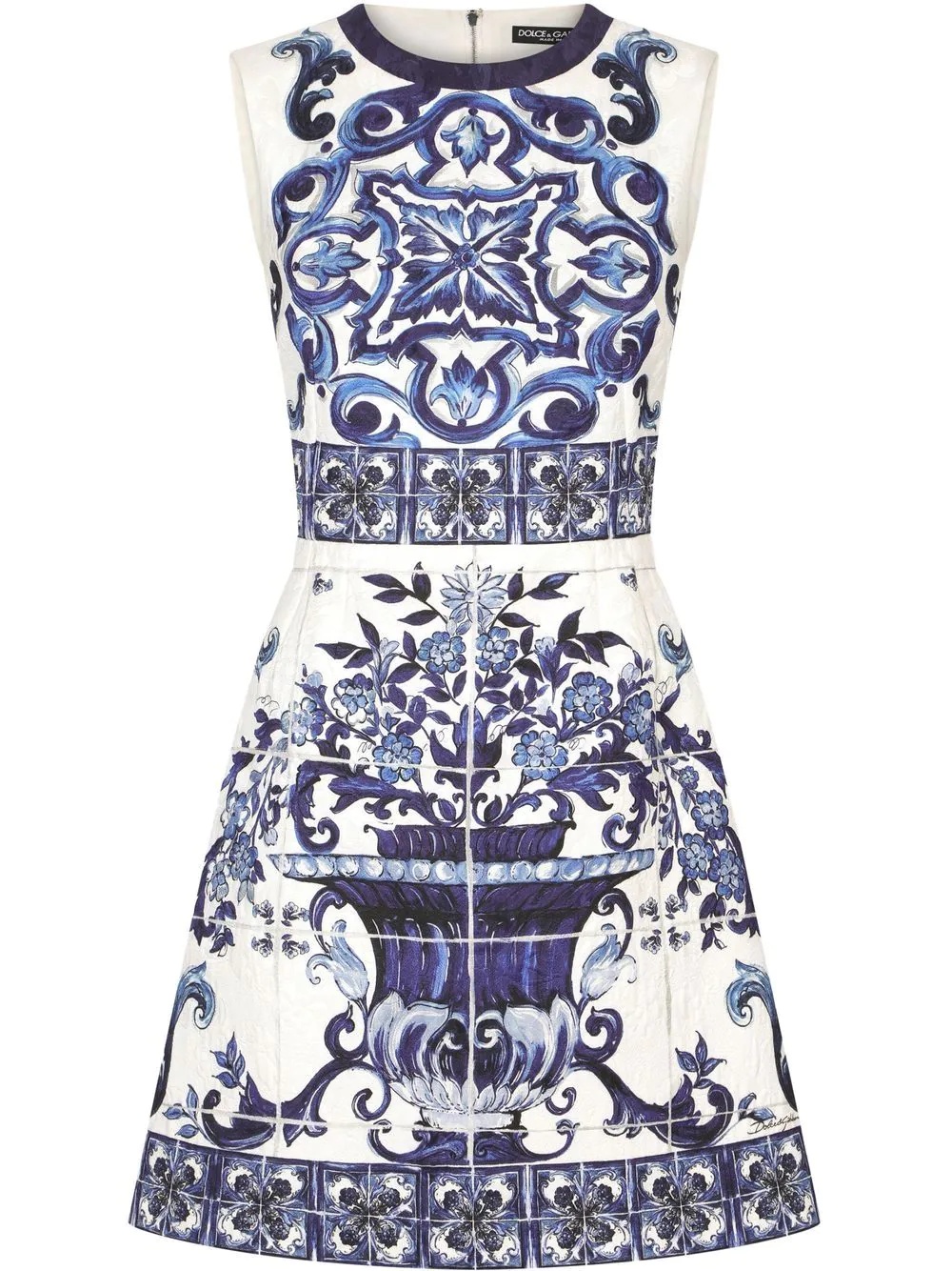 Majolica-print brocade mini dress - 1