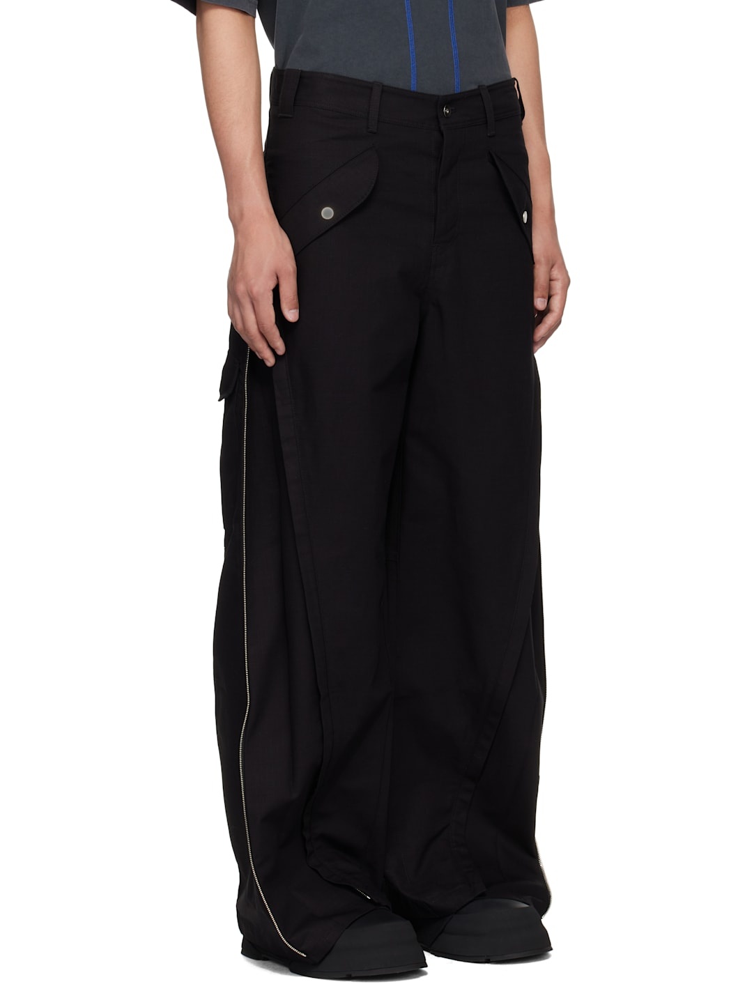 Black 3-Way Zip Cargo Pants - 2
