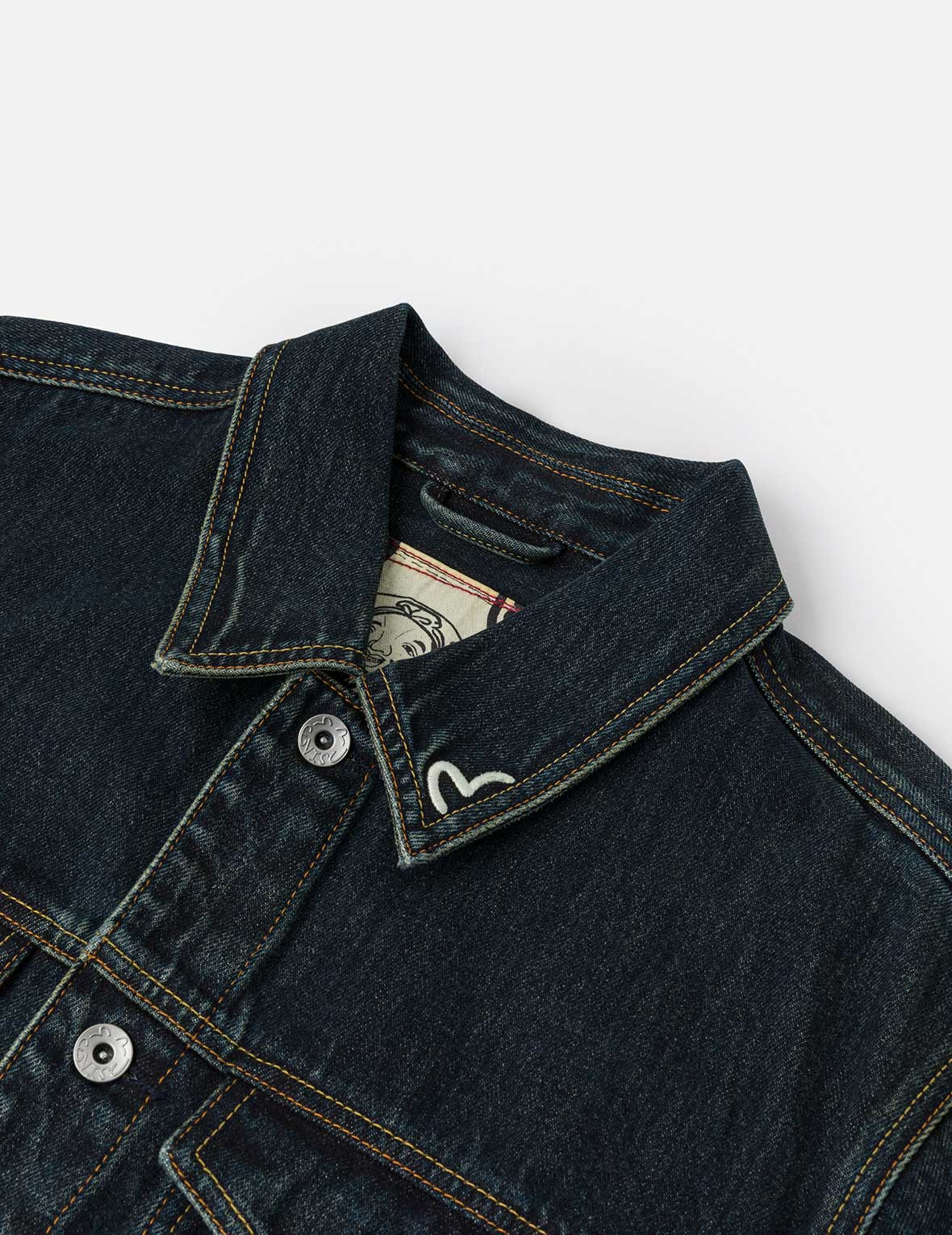 Washed Brushstroke Daicock Print Regular Fit Denim Jacket - 5